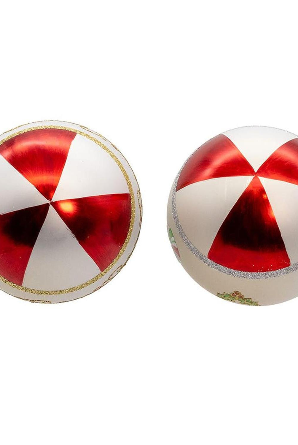 Kurt Adler 80mm Holly Leaves Glass Ball Ornament (Set of 6)