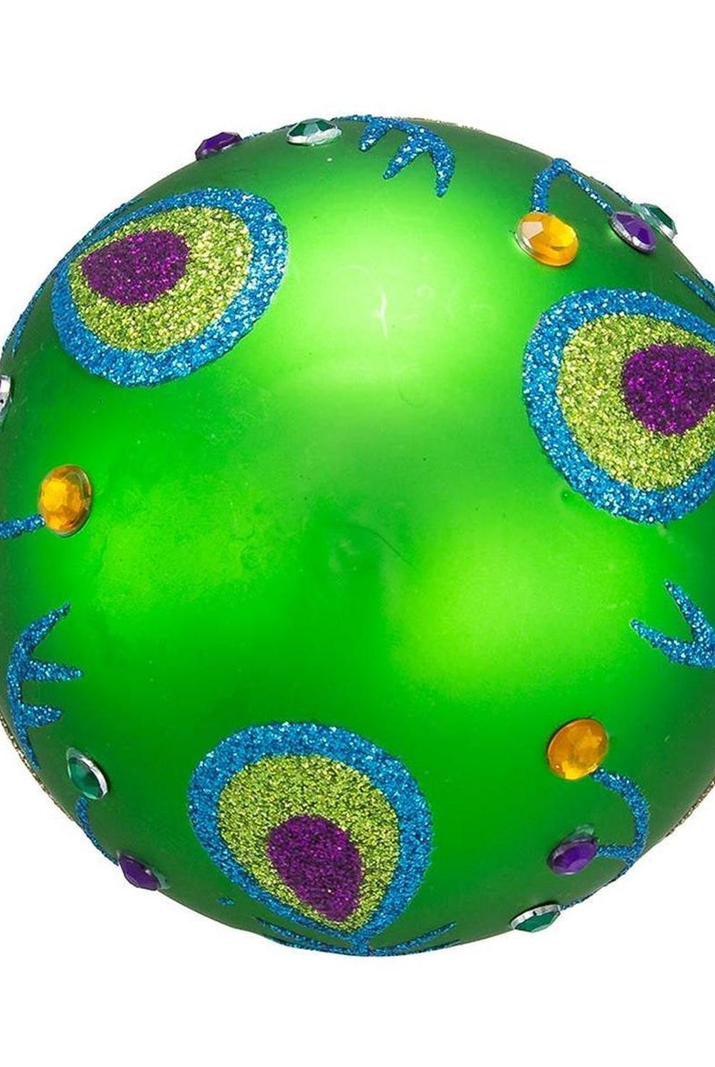 Kurt Adler 80MM Peacock Purple and Green Glass Ball Ornaments, Set of 6