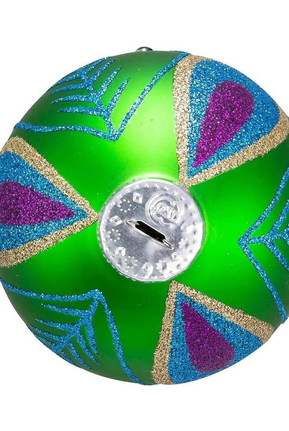 Kurt Adler 80MM Peacock Purple and Green Glass Ball Ornaments, Set of 6