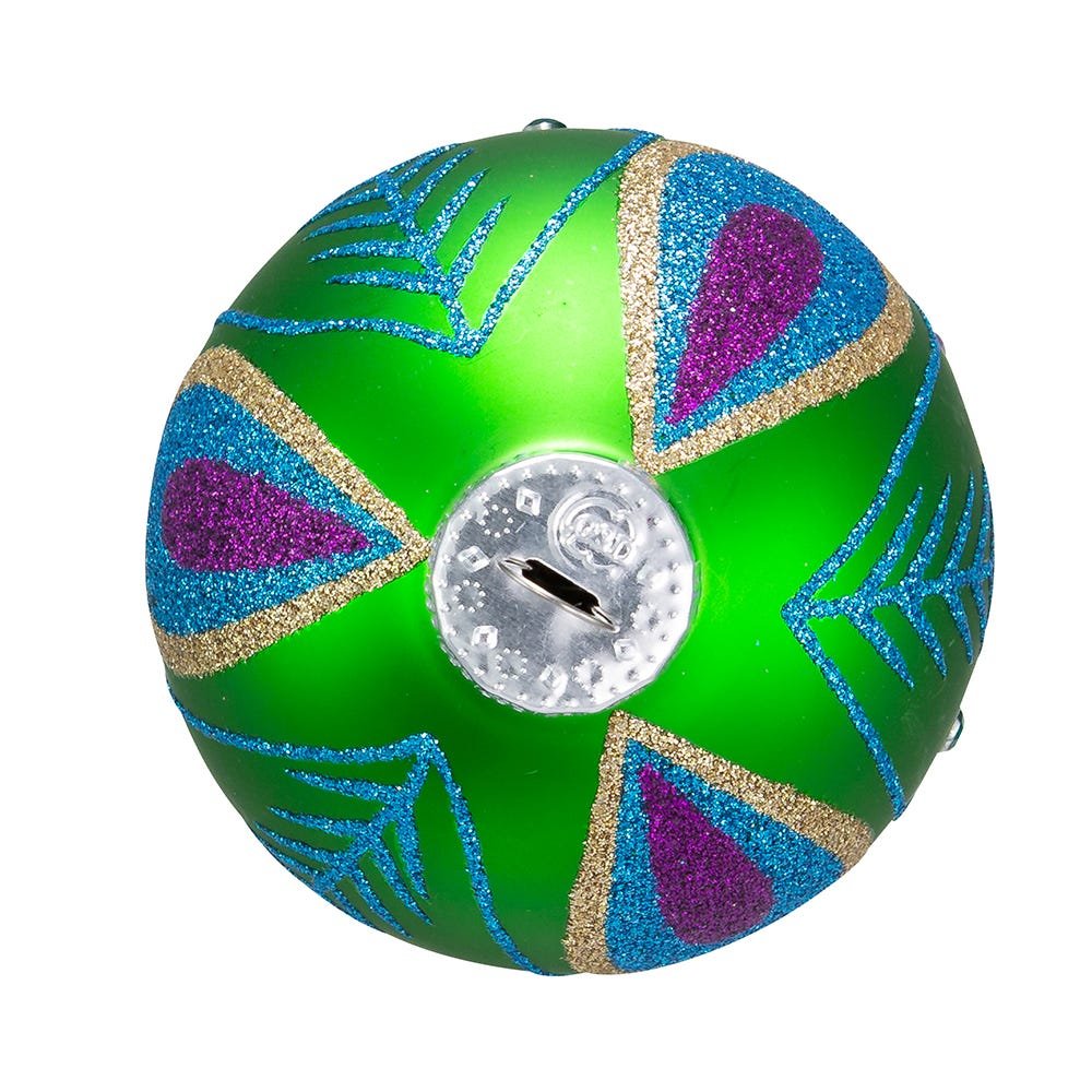 Shop For Kurt Adler 80MM Peacock Purple and Green Glass Ball Ornaments, Set of 6