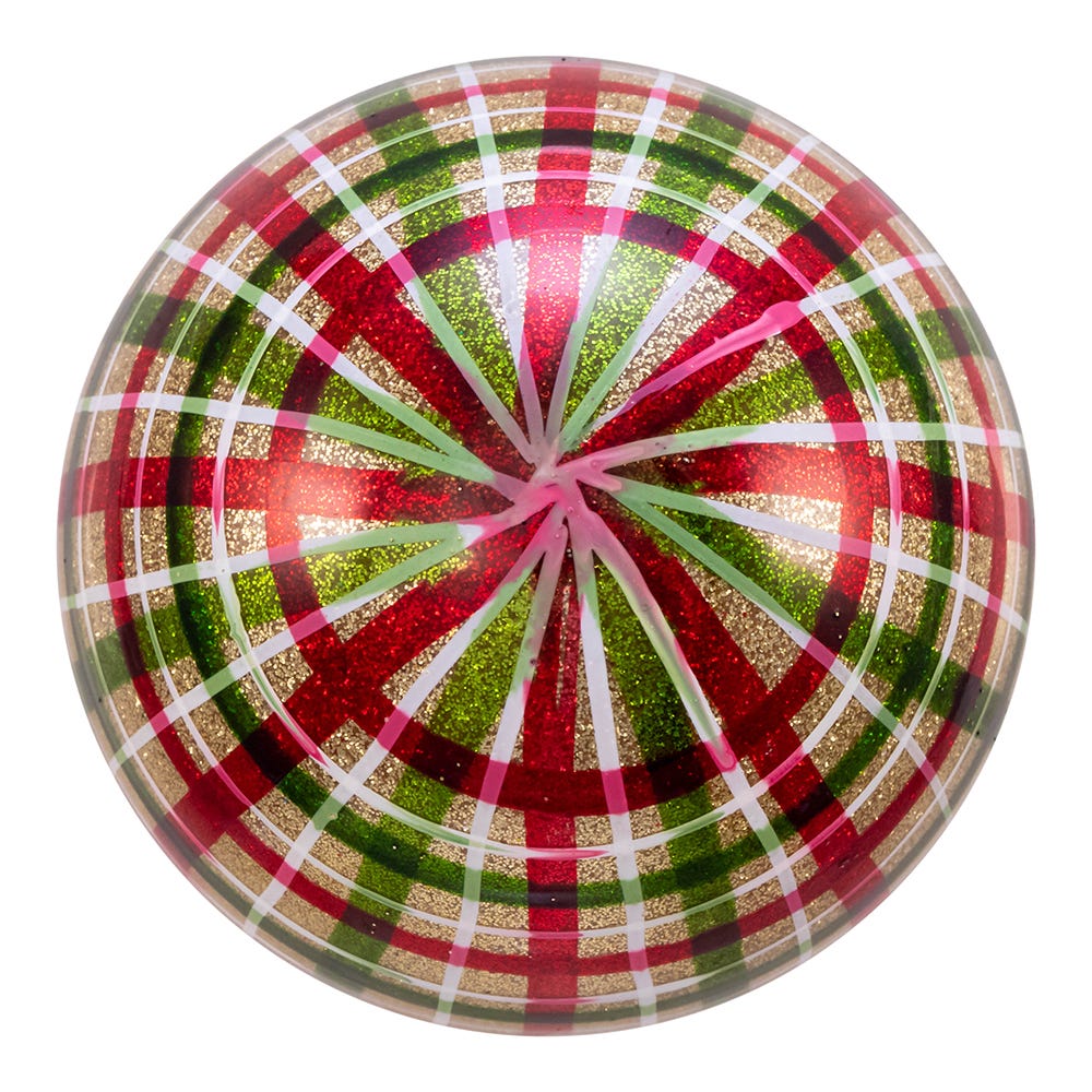 Shop For Kurt Adler 80MM Red and Green Plaid Glass Ball Ornaments, 6 Piece Box