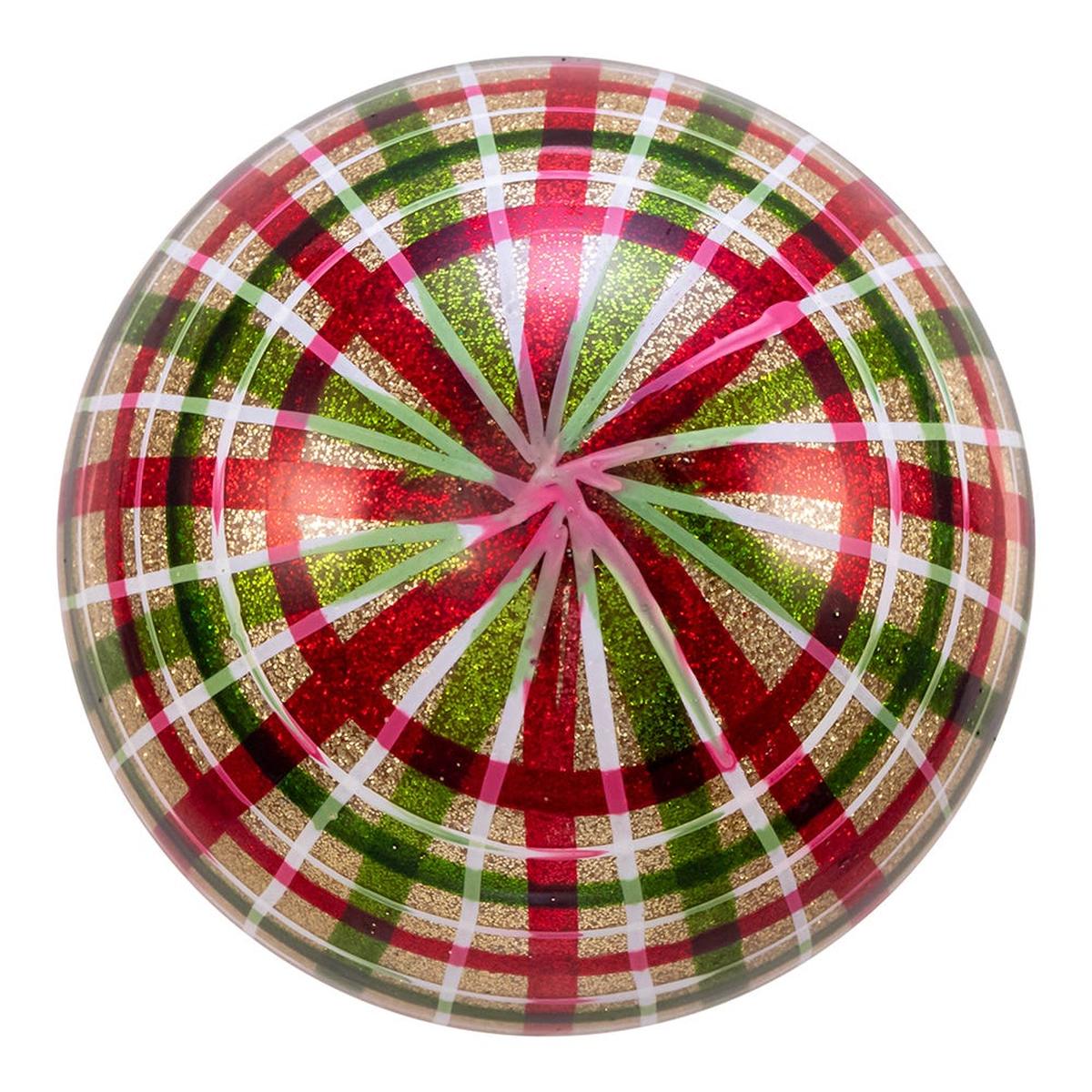 Shop For Kurt Adler 80MM Red and Green Plaid Glass Ball Ornaments, 6 Piece Box