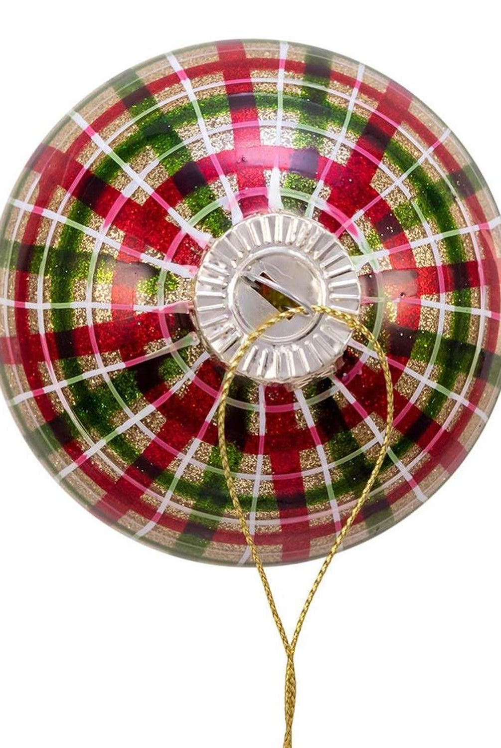 Kurt Adler 80MM Red and Green Plaid Glass Ball Ornaments, 6 Piece Box