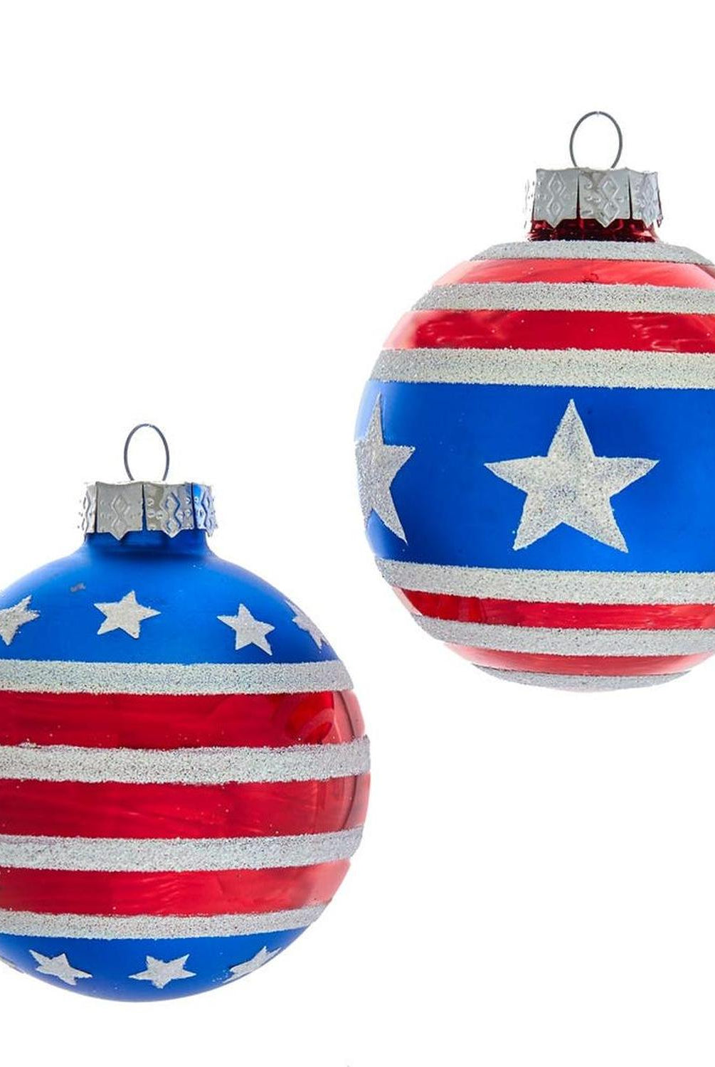 Kurt Adler 80MM Stars and Stripes Glass Ball Ornaments, Set of 6