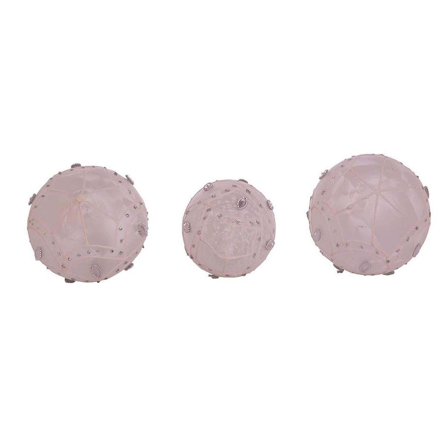 Kurt Adler 80MM White Glass Ball Finial and Onion, 3-Piece Set