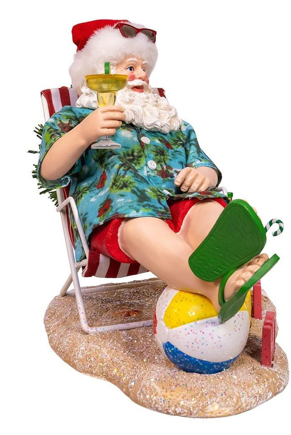 Kurt Adler 8.5-Inch Fabriché Santa Sitting on Beach Chair