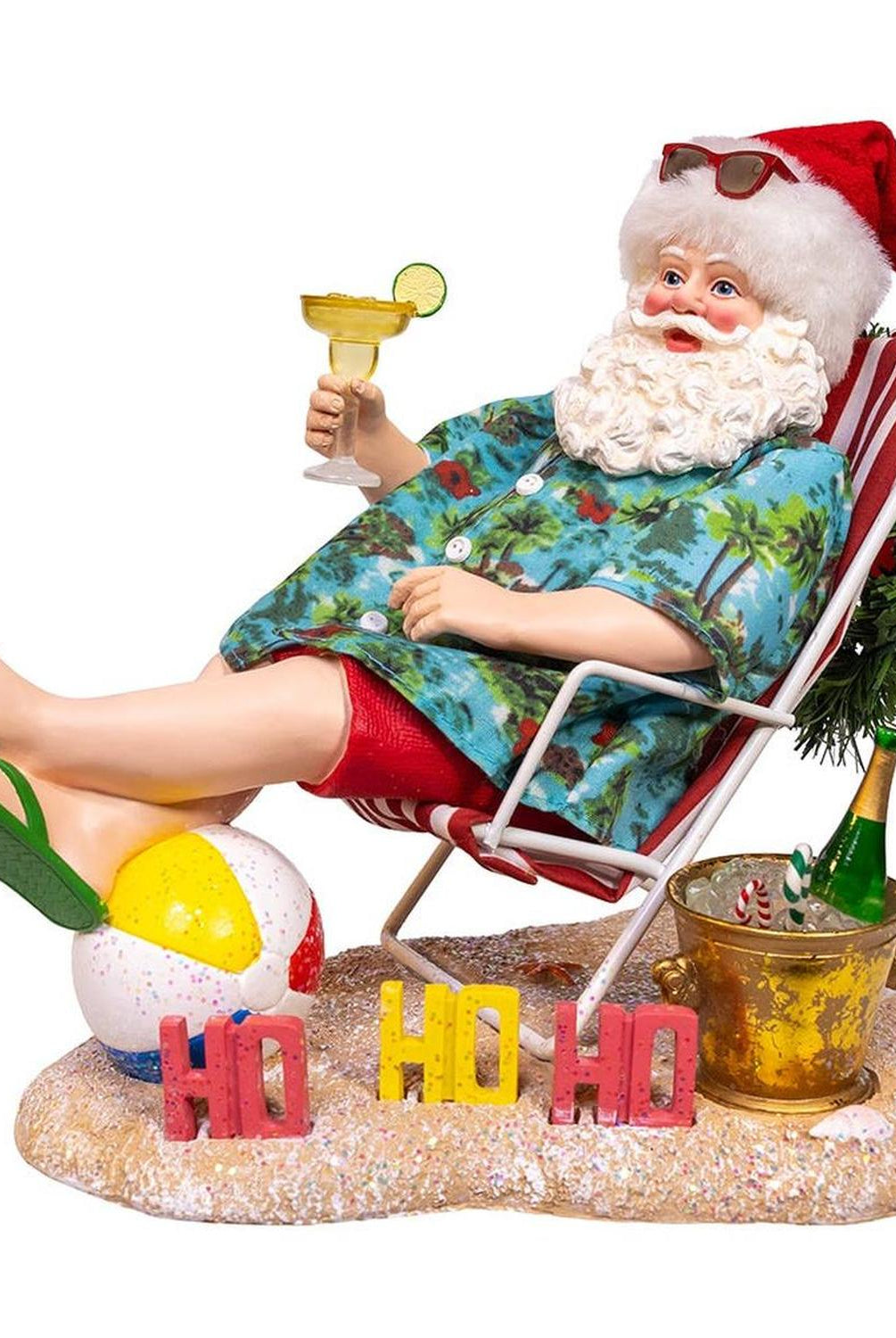 Kurt Adler 8.5-Inch Fabriché Santa Sitting on Beach Chair