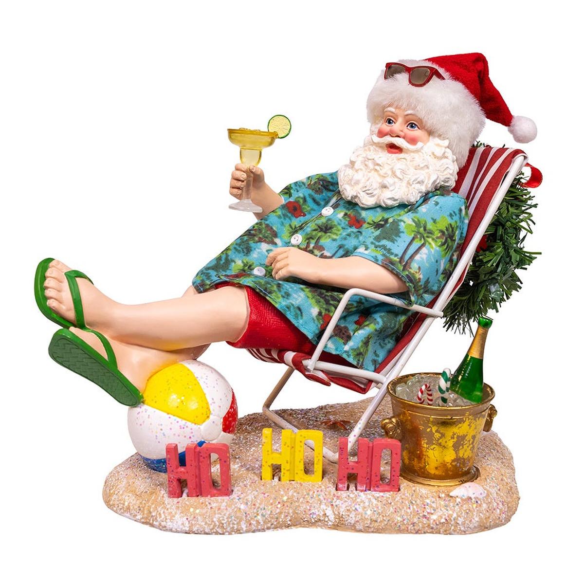 Shop For Kurt Adler 8.5 - Inch Fabriché Santa Sitting on Beach Chair