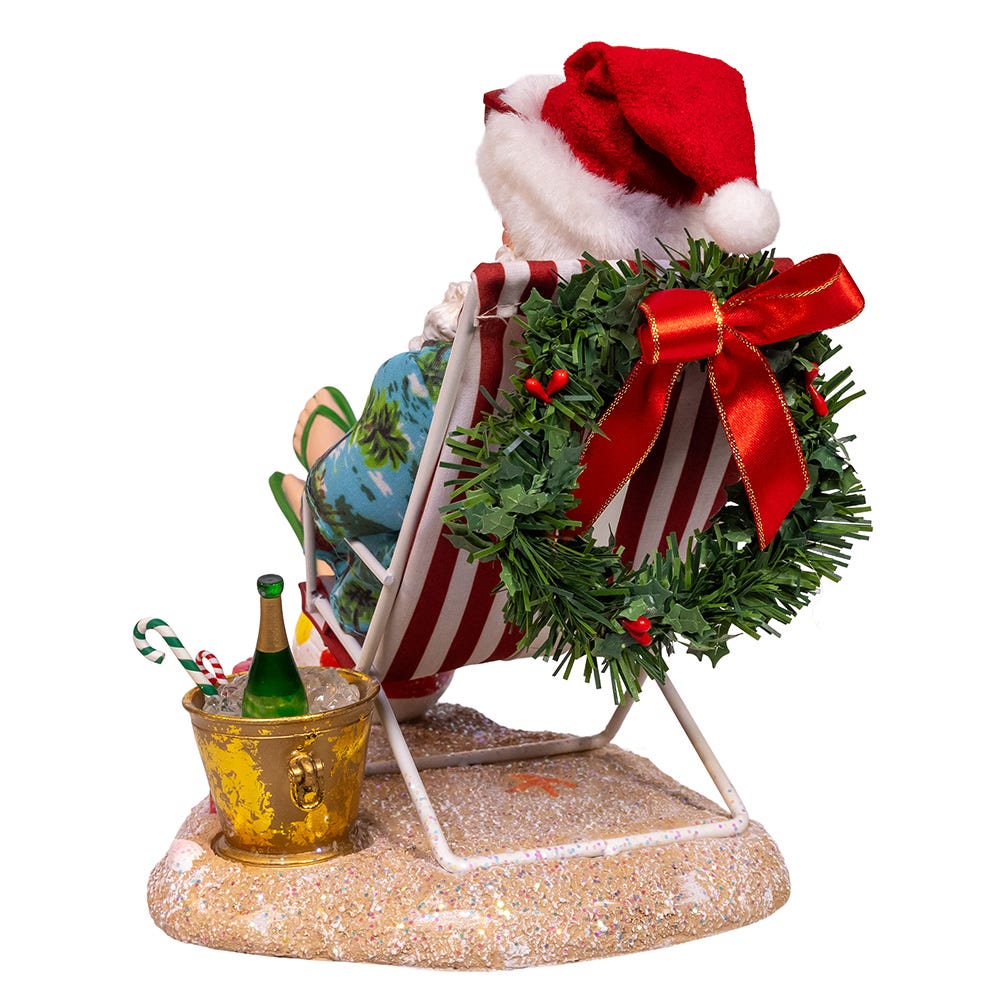 Shop For Kurt Adler 8.5 - Inch Fabriché Santa Sitting on Beach Chair