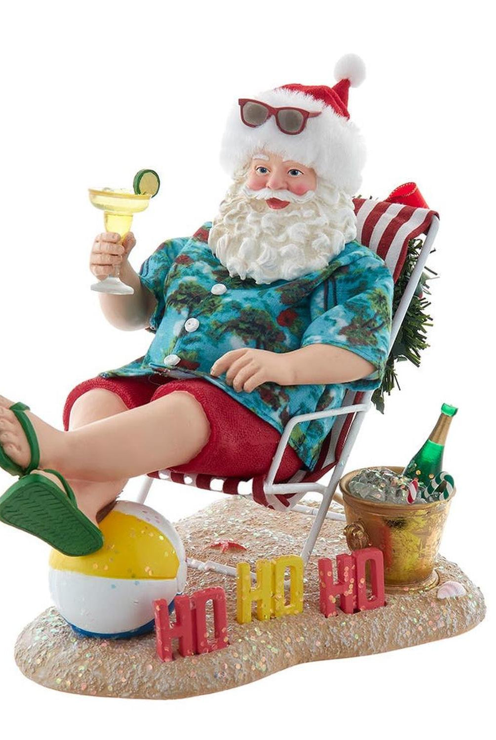 Kurt Adler 8.5-Inch Fabriché Santa Sitting on Beach Chair