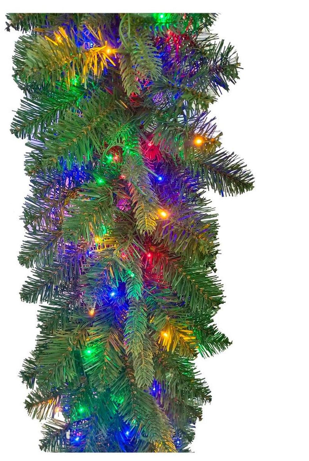 Kurt Adler 9-Foot Pre-lit Multicolored LED Noble Fir Garland