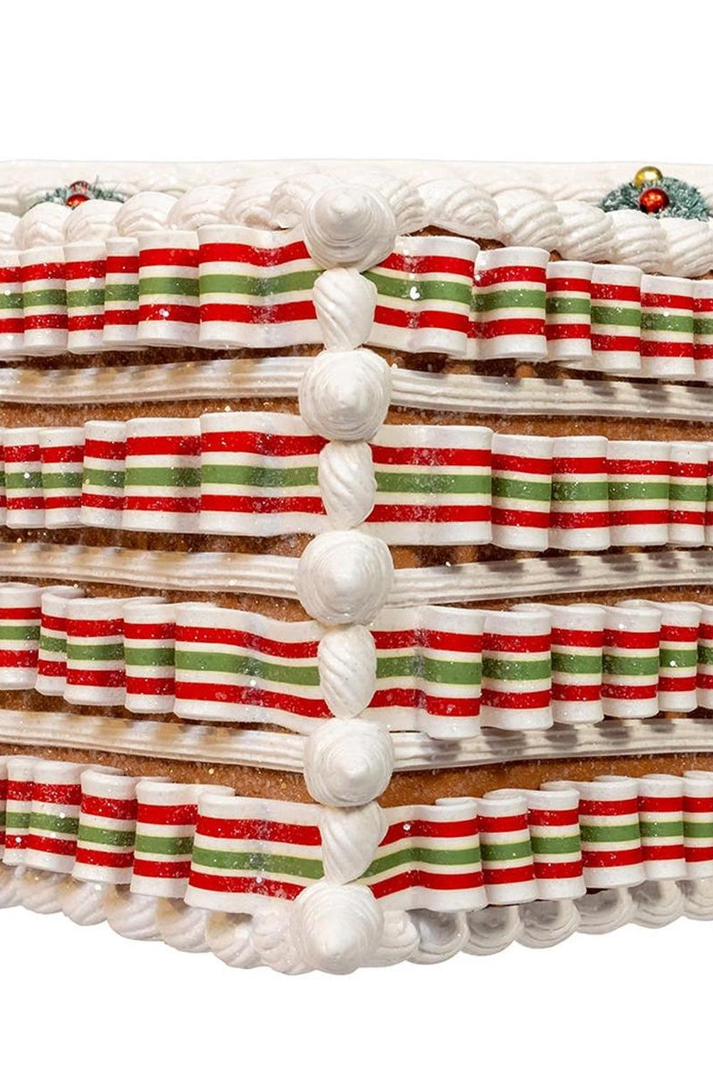 Kurt Adler 9 Inch Gingerbread House With Santa and Ribbon Candy Roof