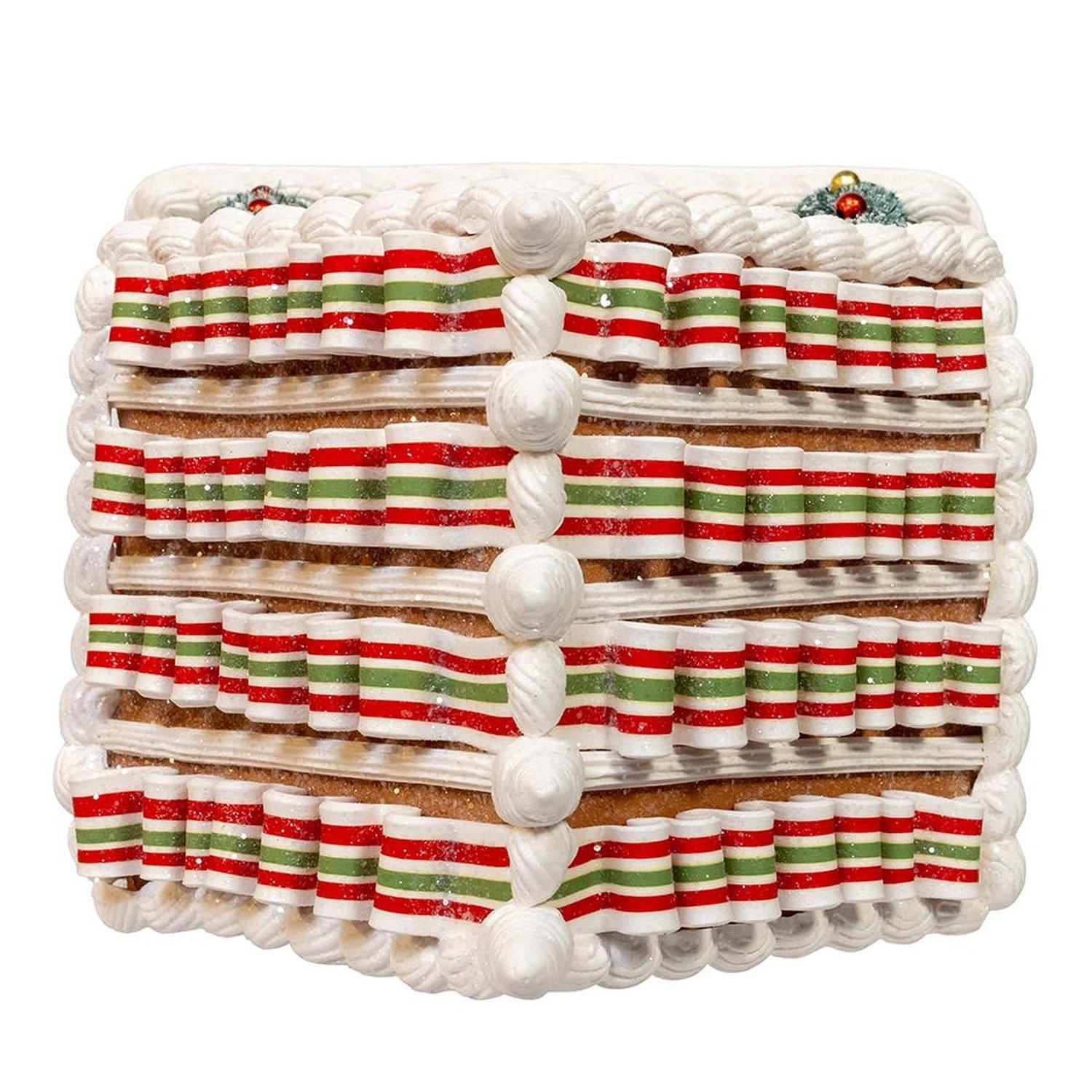 Kurt Adler 9 Inch Gingerbread House With Santa and Ribbon Candy Roof