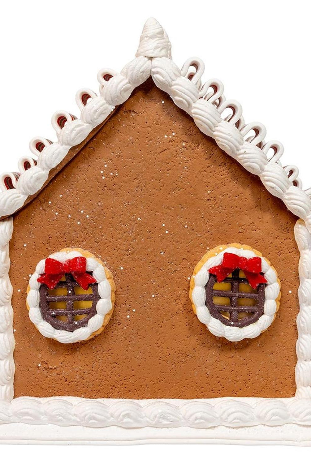Kurt Adler 9 Inch Gingerbread House With Santa and Ribbon Candy Roof