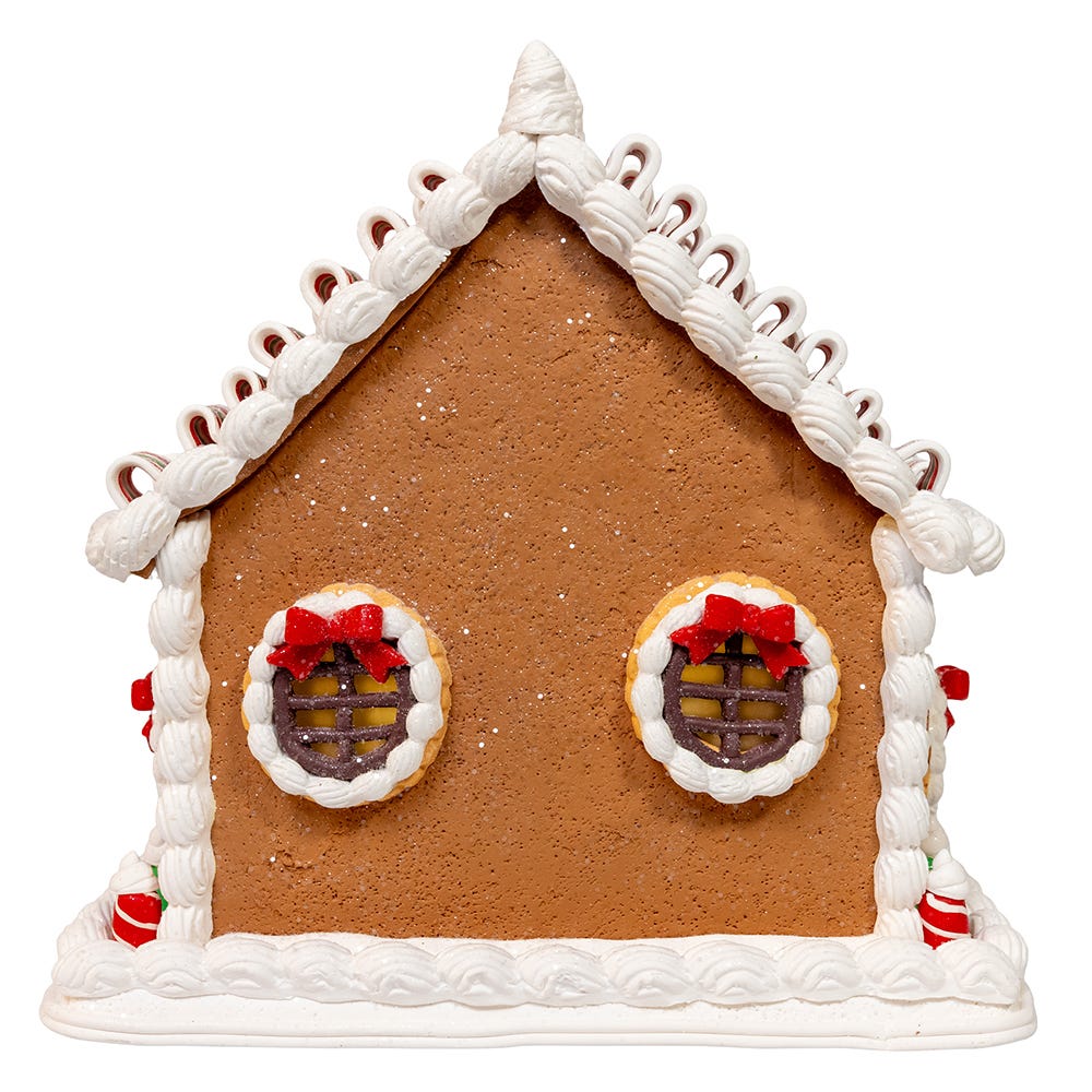 Shop For Kurt Adler 9 Inch Gingerbread House With Santa and Ribbon Candy Roof