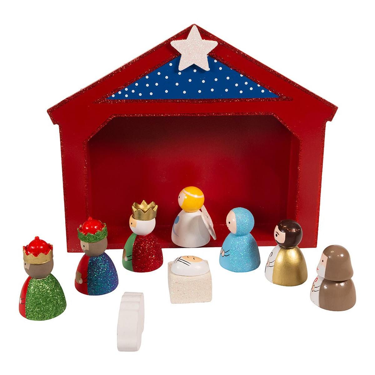 Shop For Kurt Adler 9 - Inch Miniature Nativity Set with 9 Figures and Stable