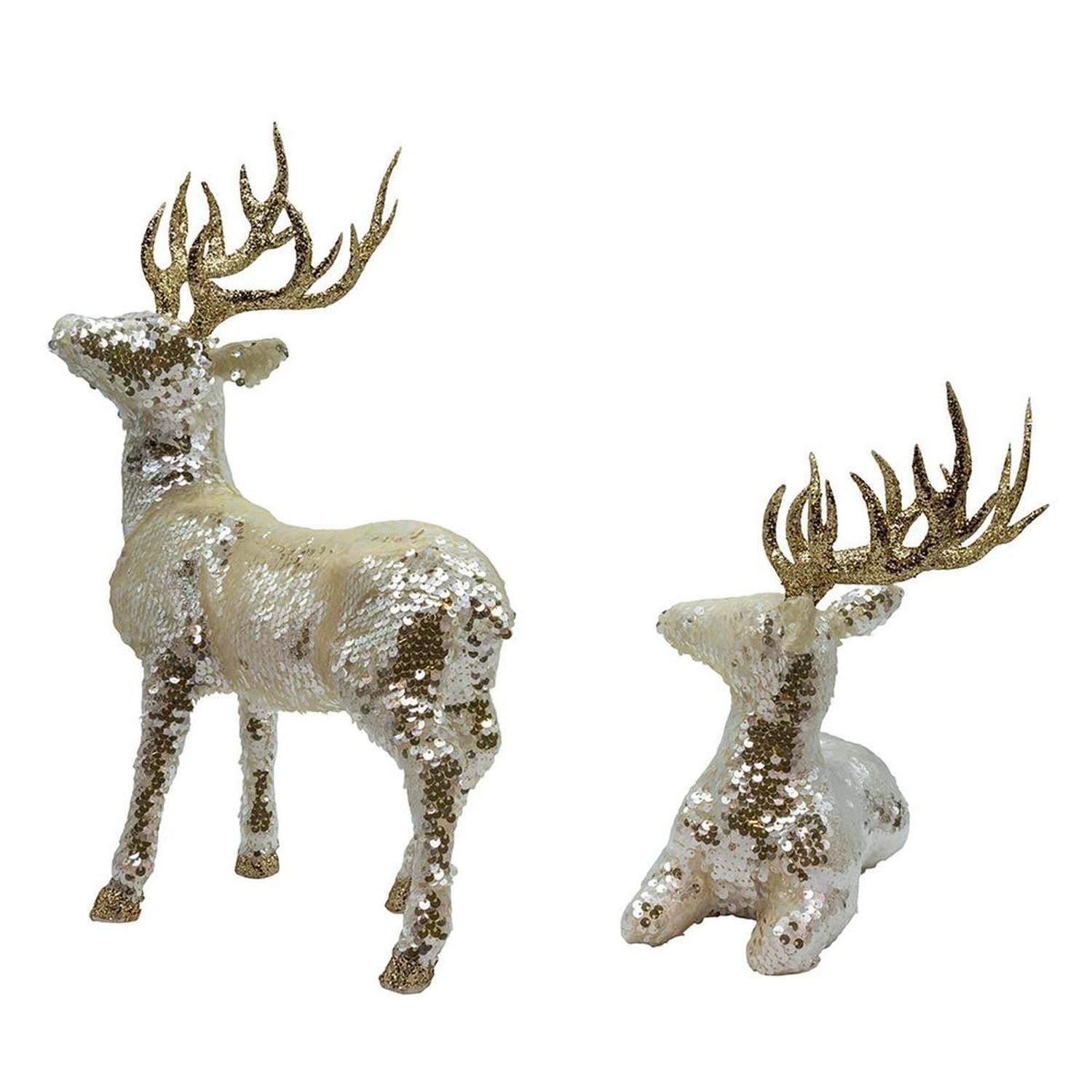 Kurt Adler Gold Standing and Lying Deer Table Pieces
