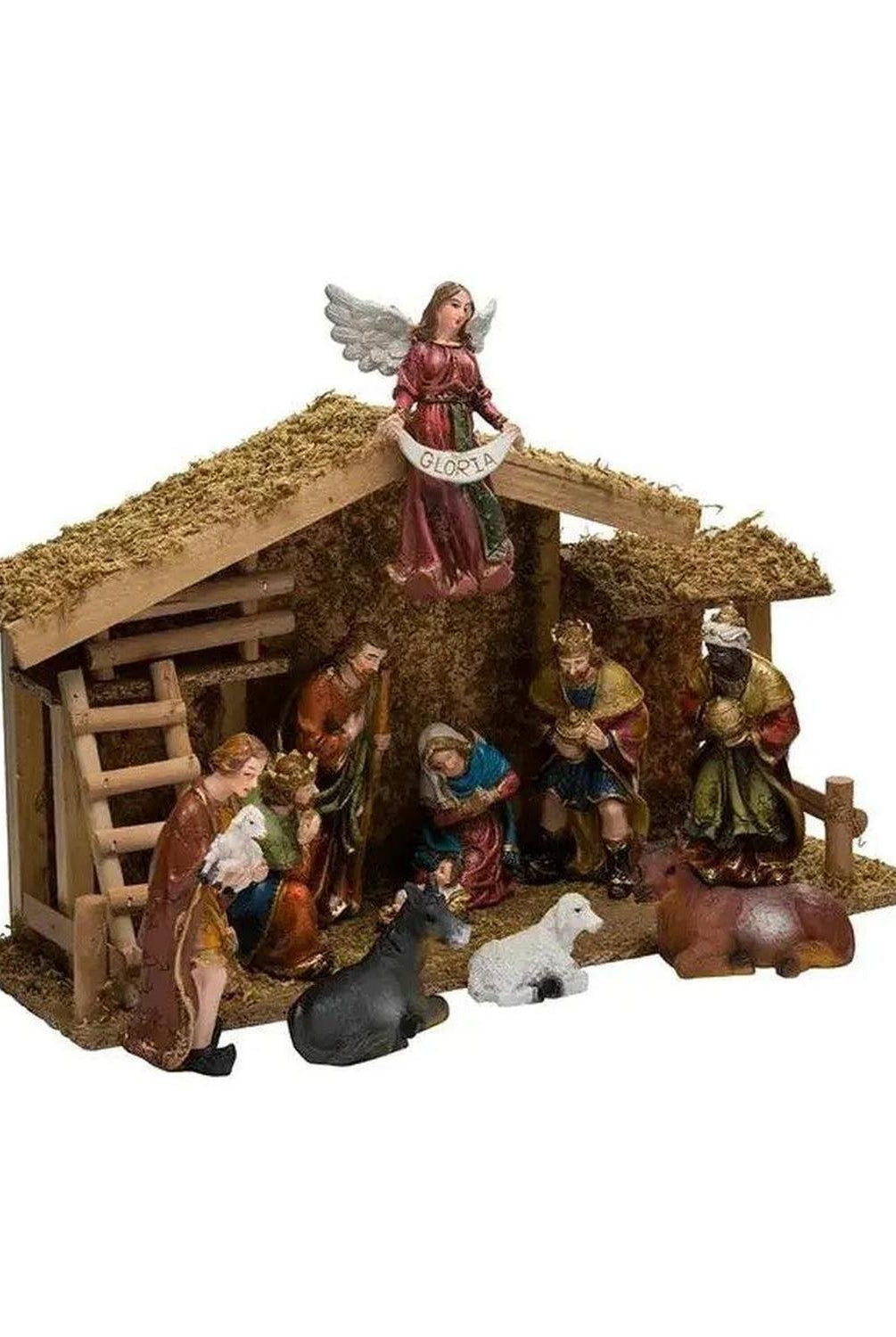 Shop For Kurt Adler Nativity Set With Wooden Stable, 12 - Piece Set