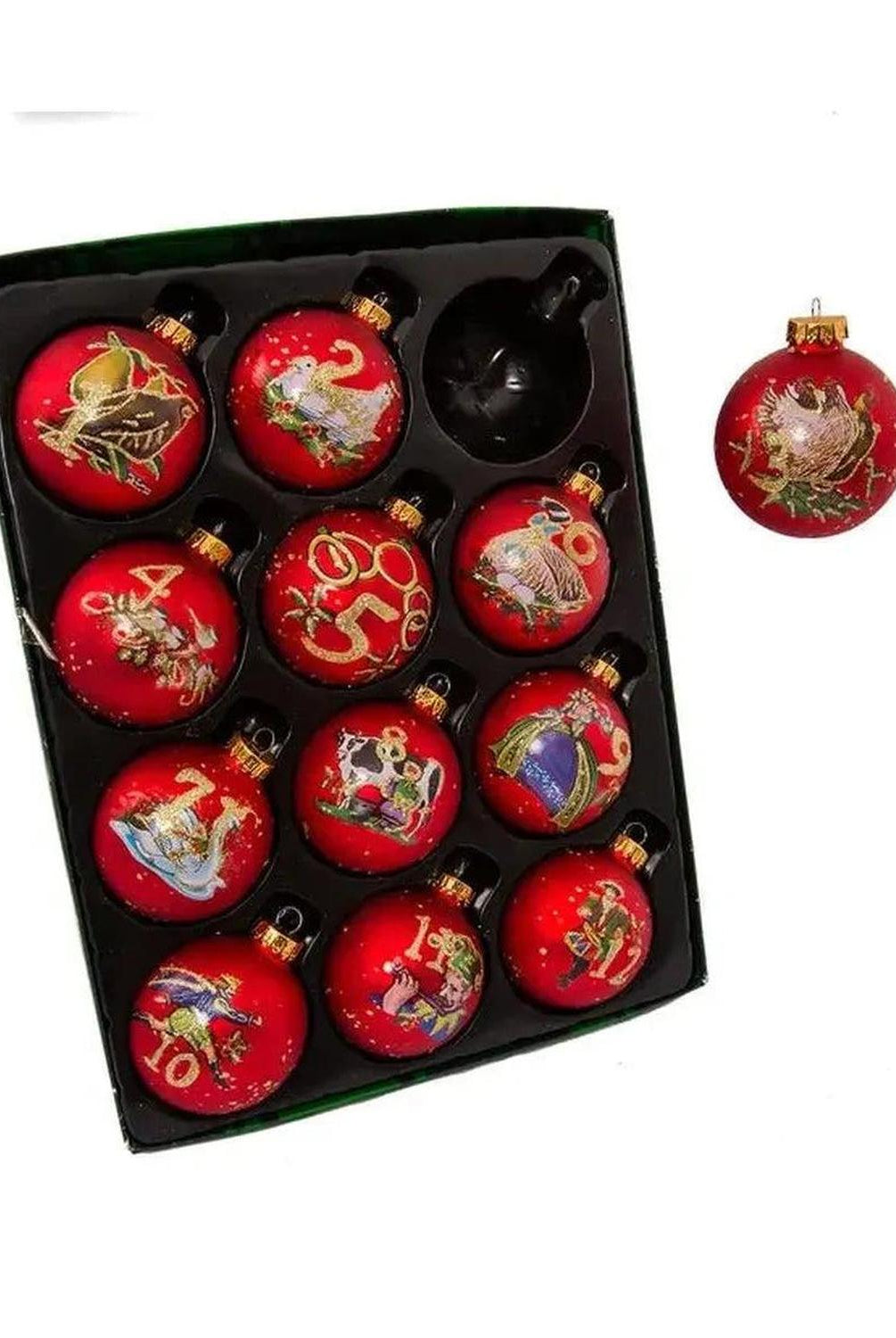 Kurt Adler Twelve Days Of Christmas Glass Ball Ornaments