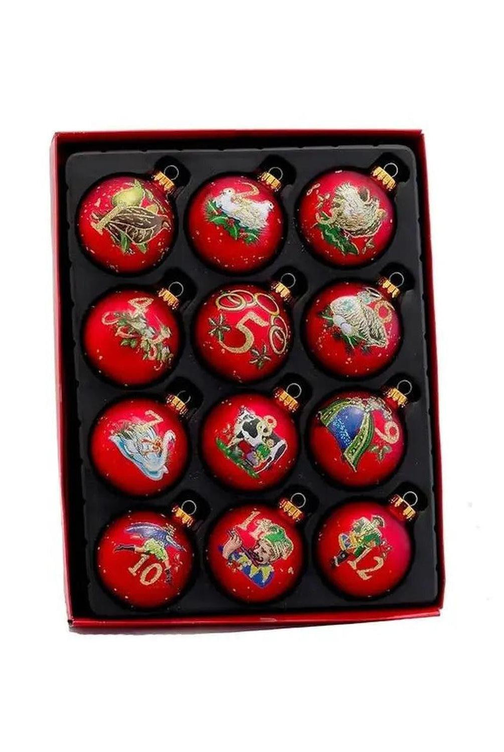 Kurt Adler Twelve Days Of Christmas Glass Ball Ornaments
