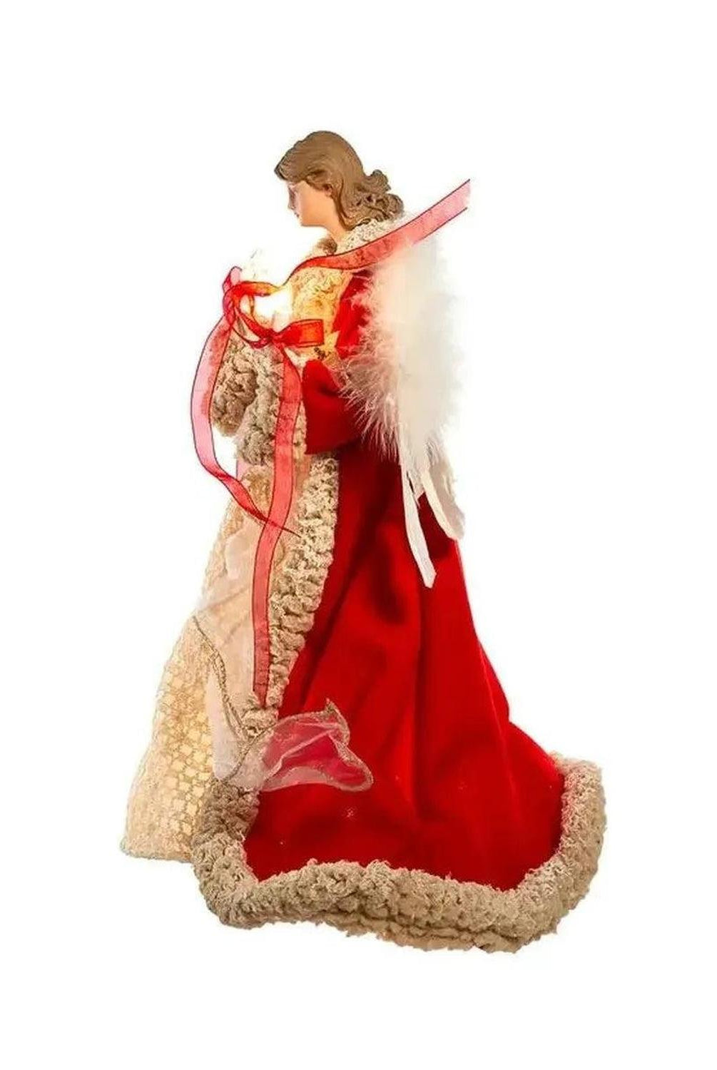 Kurt Adler UL 10-Light 16-Inch Red and Ivory Angel Treetop