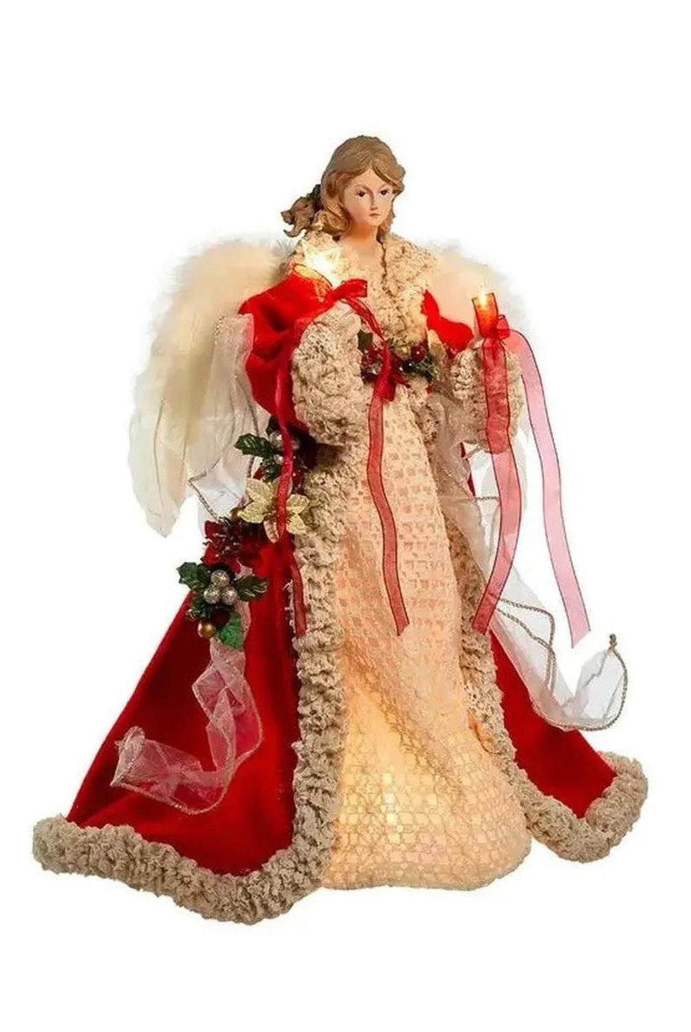 Kurt Adler UL 10-Light 16-Inch Red and Ivory Angel Treetop