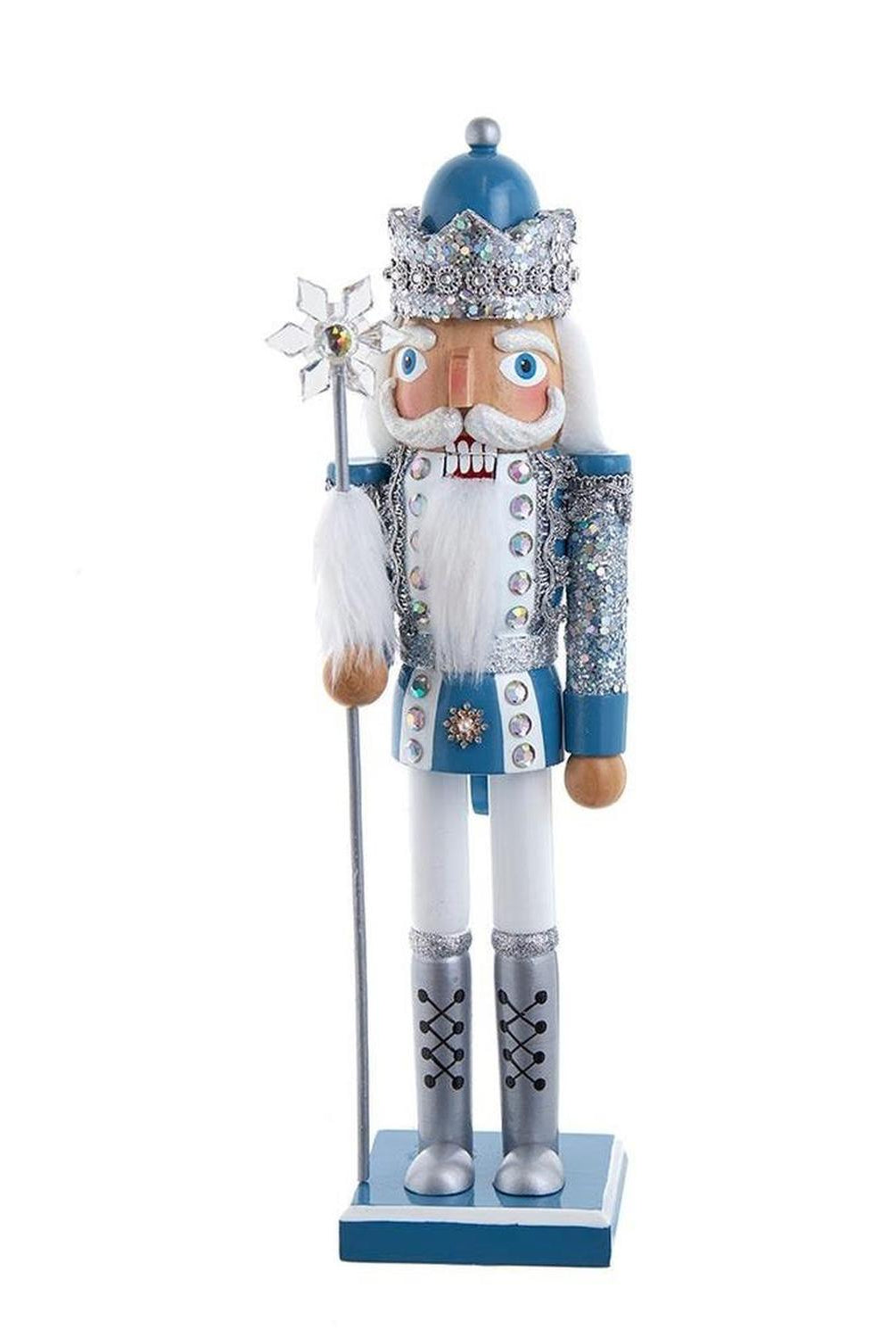 Kurt Adler Wooden 15-Inch Blue and Platinum Nutcracker