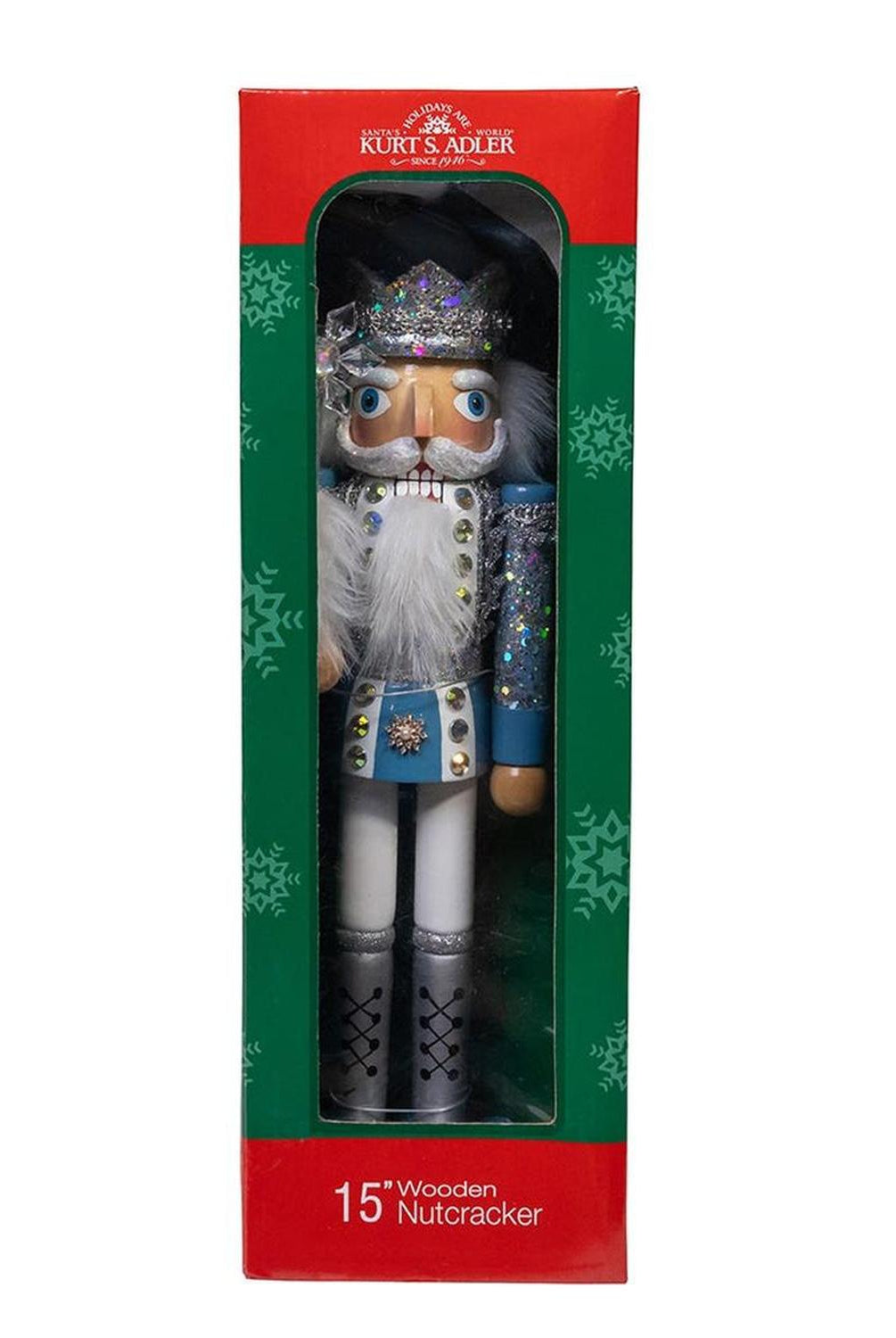 Kurt Adler Wooden 15-Inch Blue and Platinum Nutcracker
