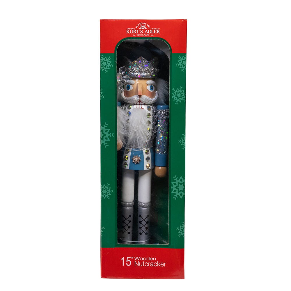Shop For Kurt Adler Wooden 15 - Inch Blue and Platinum Nutcracker