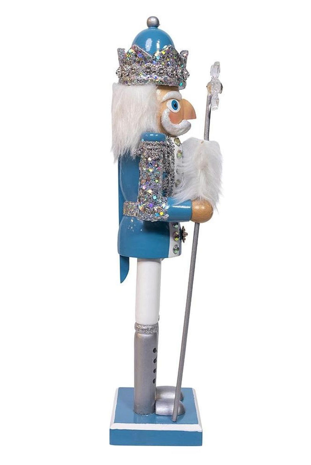 Kurt Adler Wooden 15-Inch Blue and Platinum Nutcracker