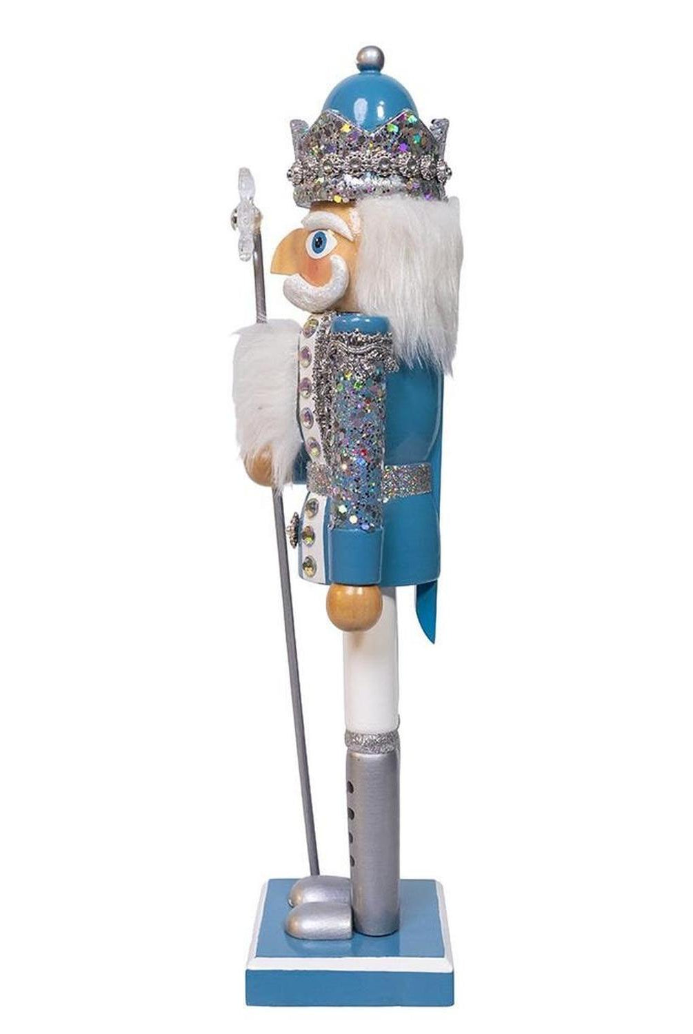 Kurt Adler Wooden 15-Inch Blue and Platinum Nutcracker