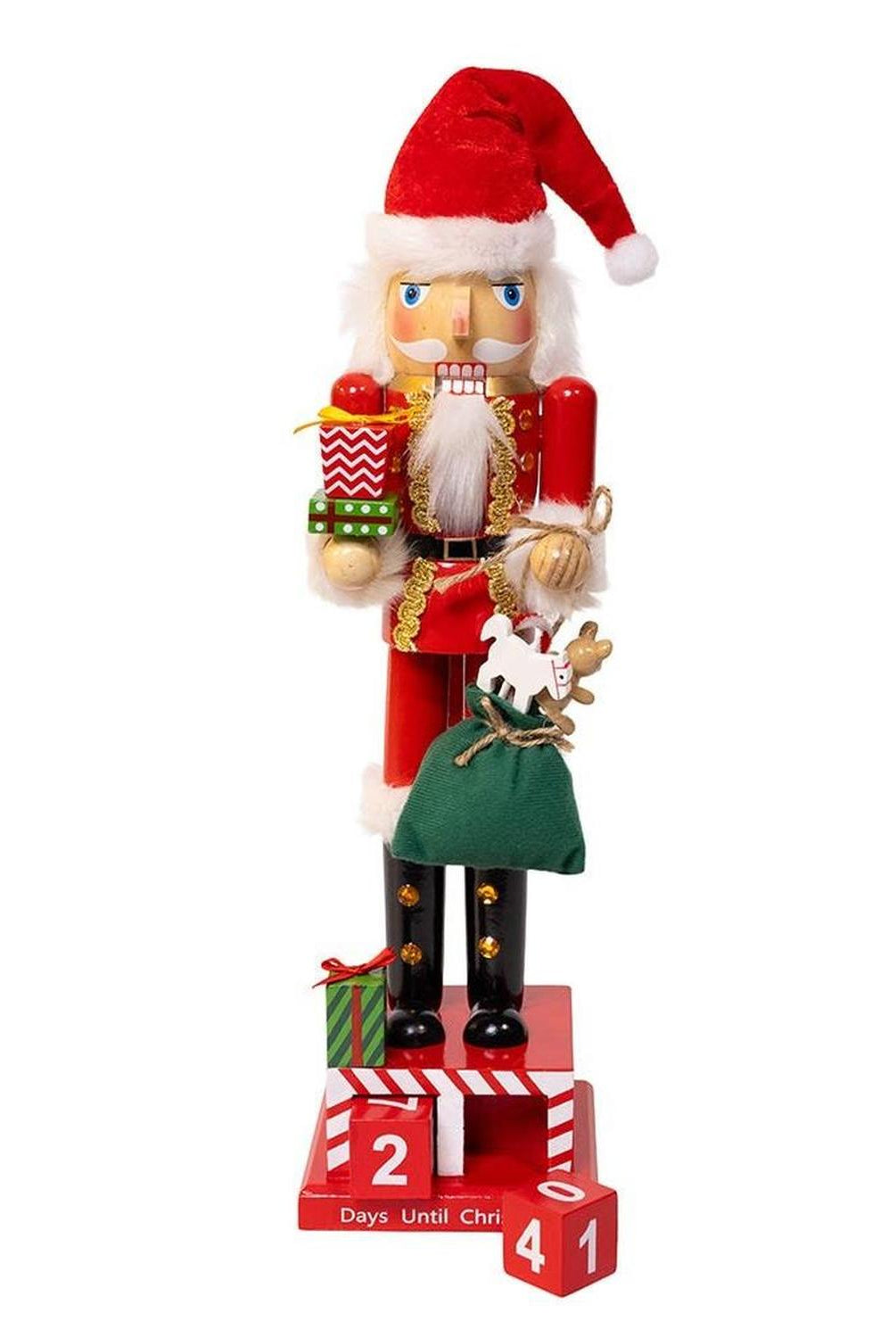 Kurt Adler Wooden 15-Inch Santa Calendar Nutcracker
