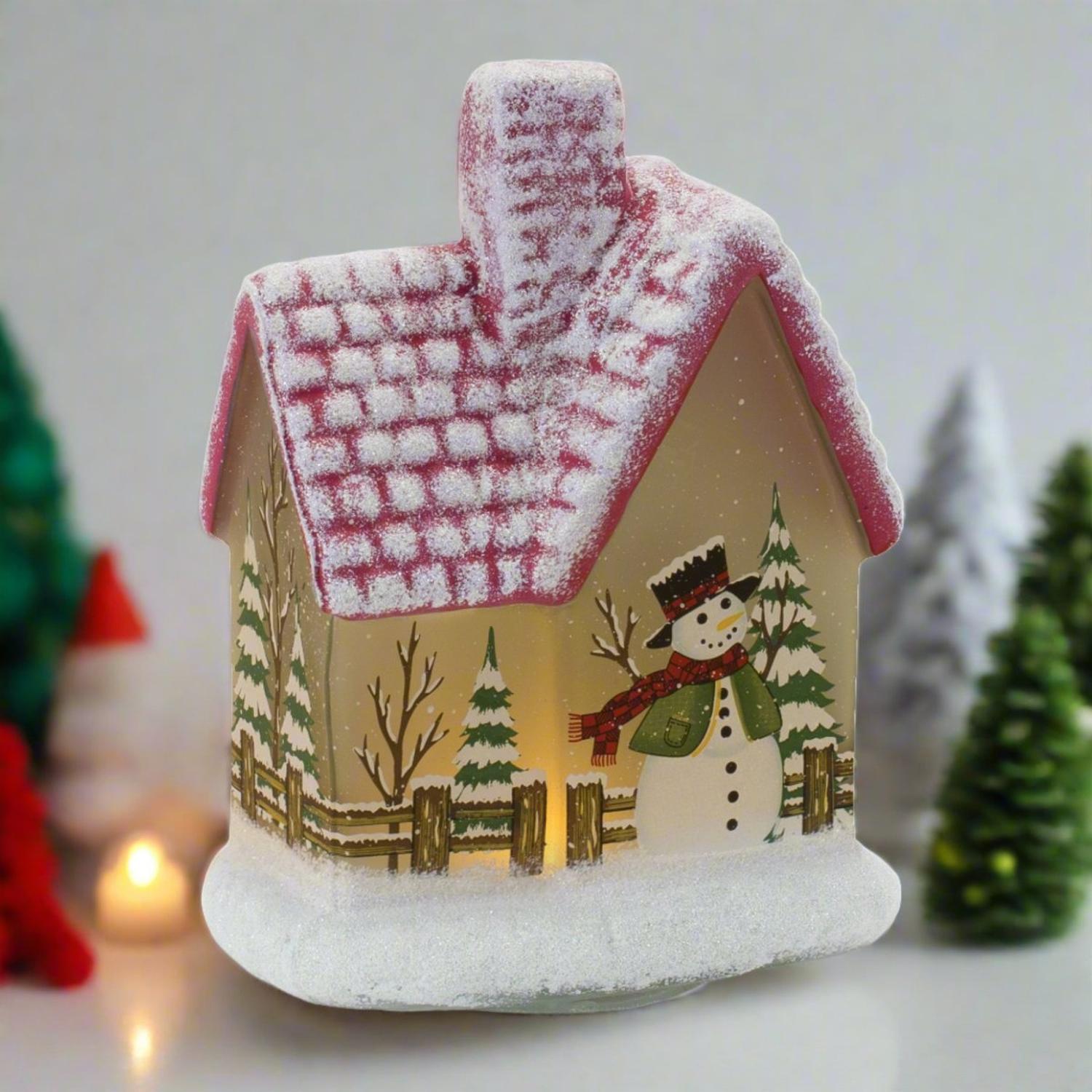 Shop For LED Lighted House with Snowman (Set of 2) at Michelle's aDOORable Creations
