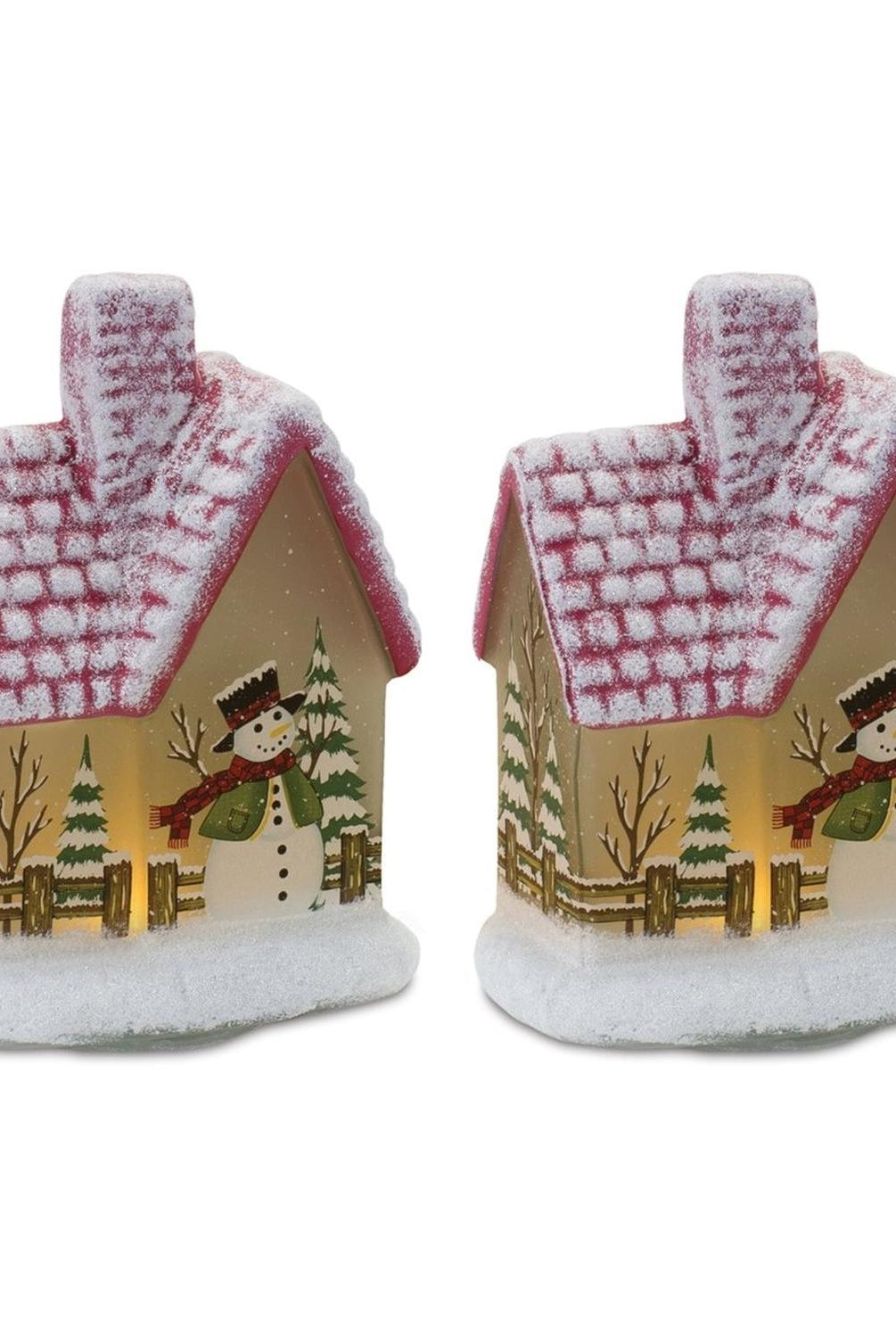 Shop For LED Lighted House with Snowman (Set of 2) at Michelle's aDOORable Creations