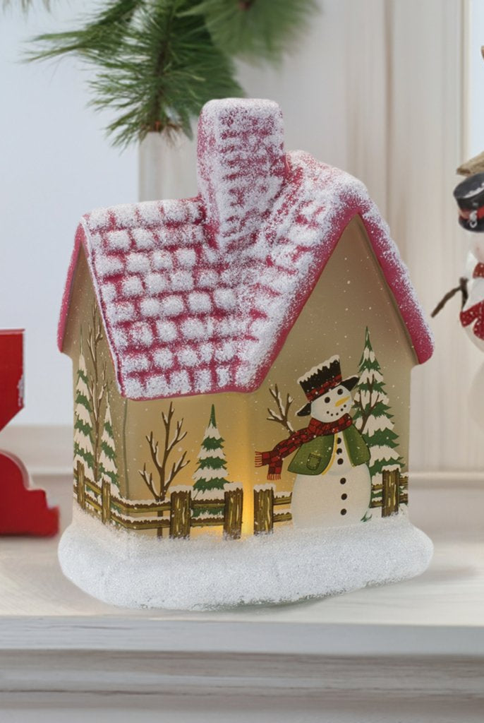 Shop For LED Lighted House with Snowman (Set of 2) at Michelle's aDOORable Creations