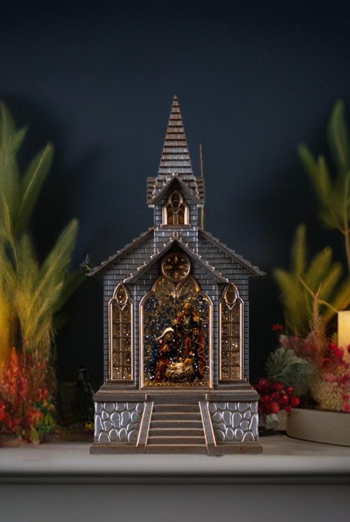 Shop For LED Snow Globe Church with Nativity 8.25"H at Michelle's aDOORable Creations
