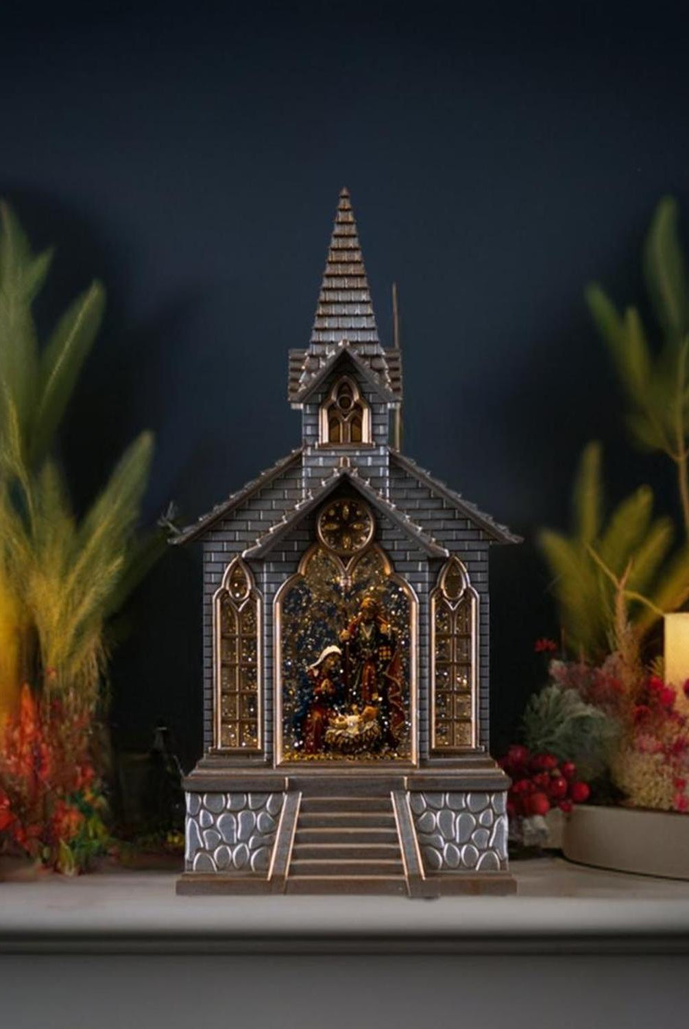 Shop For LED Snow Globe Church with Nativity 8.25"H at Michelle's aDOORable Creations