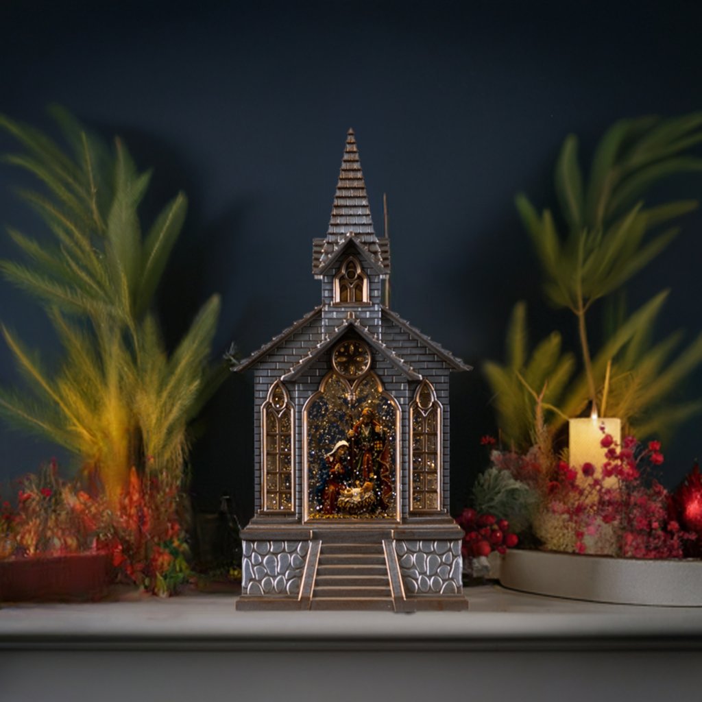Shop For LED Snow Globe Church with Nativity 8.25"H at Michelle's aDOORable Creations