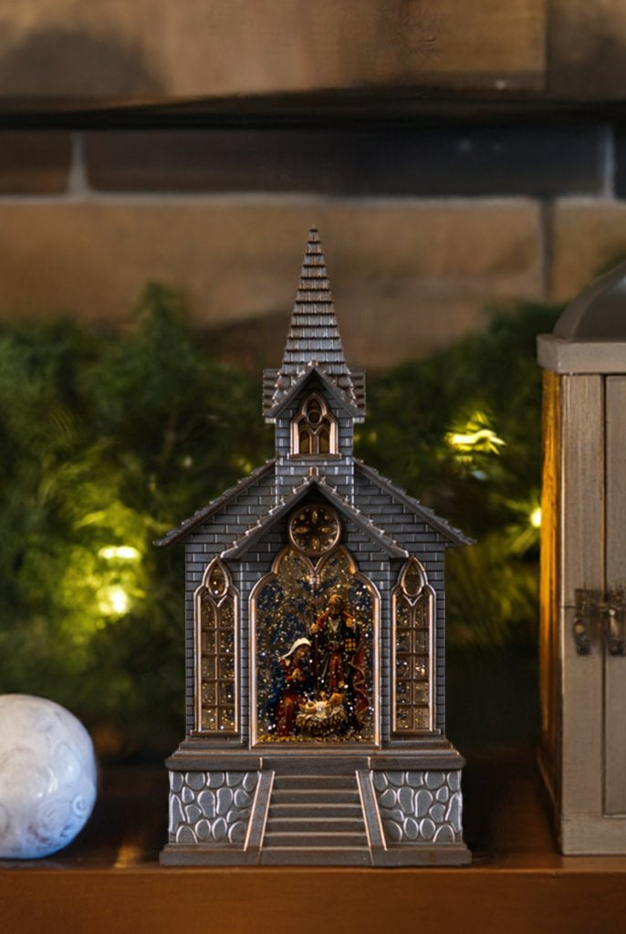 Shop For LED Snow Globe Church with Nativity 8.25"H at Michelle's aDOORable Creations