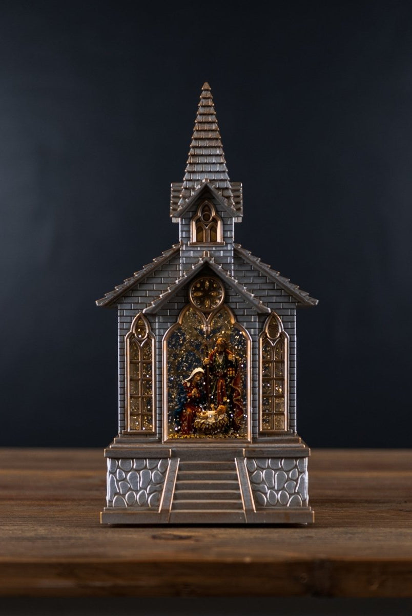 Shop For LED Snow Globe Church with Nativity 8.25"H at Michelle's aDOORable Creations