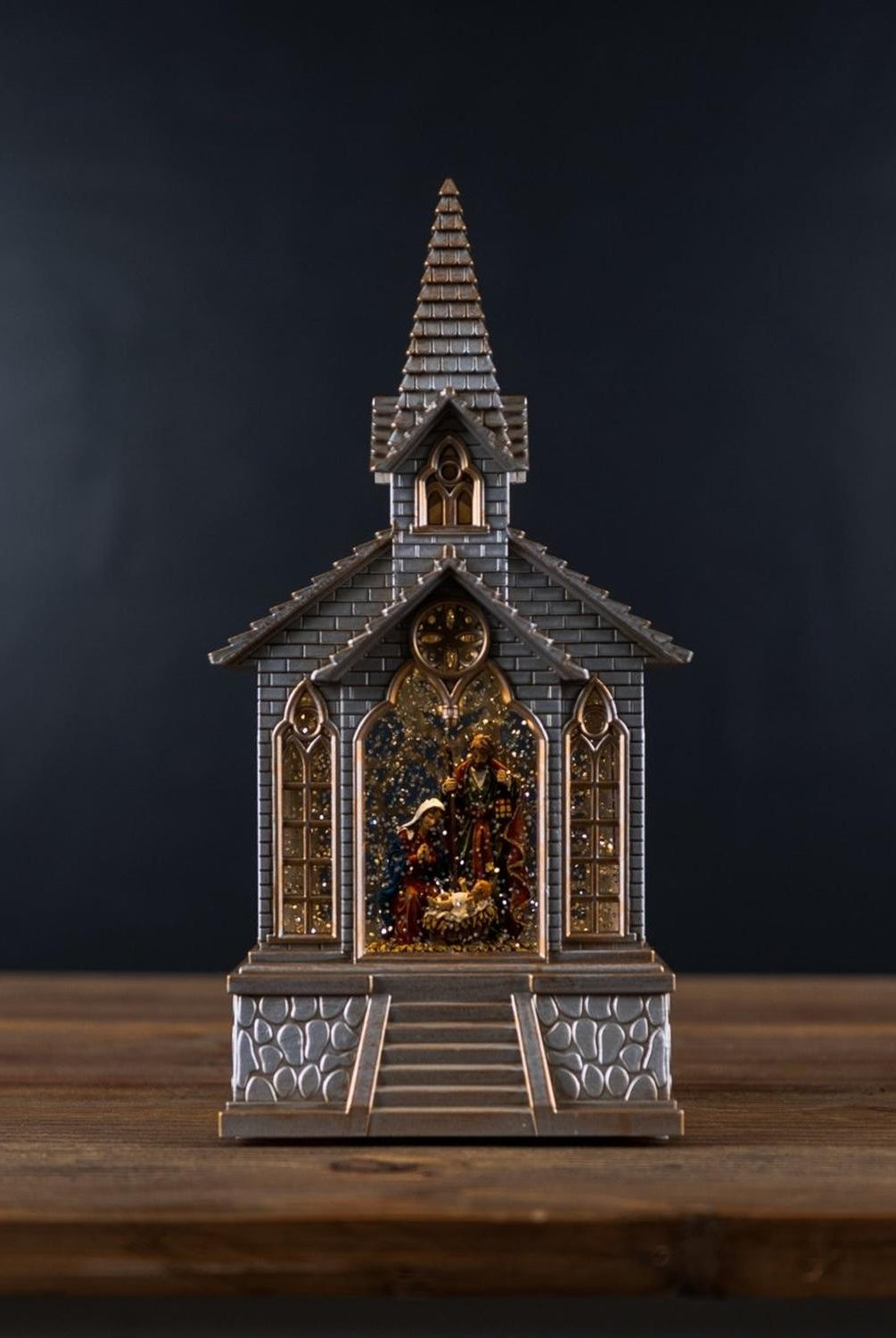 Shop For LED Snow Globe Church with Nativity 8.25"H at Michelle's aDOORable Creations