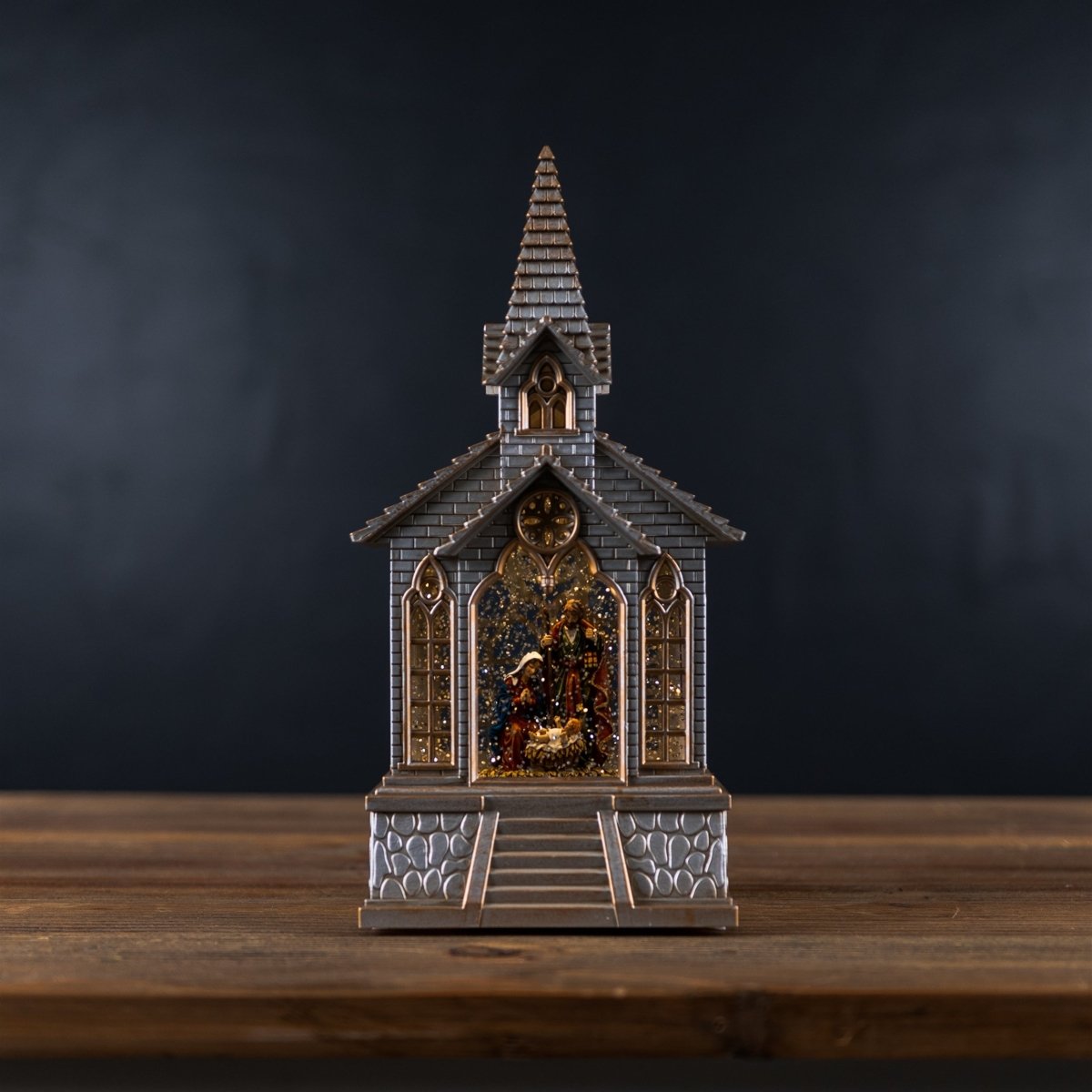Shop For LED Snow Globe Church with Nativity 8.25"H at Michelle's aDOORable Creations