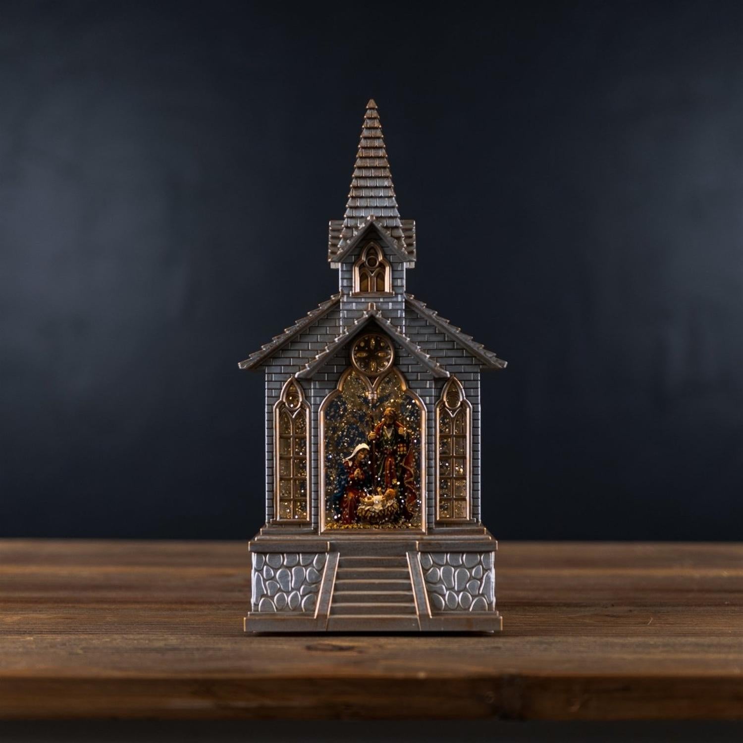 Shop For LED Snow Globe Church with Nativity 8.25"H at Michelle's aDOORable Creations