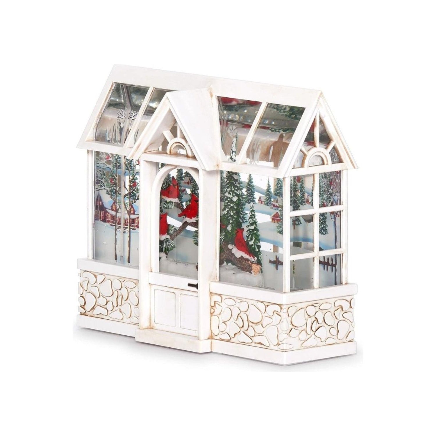 Shop For LED Swirl Greenhouse with Cardinals Snow Scene Figurine at Michelle's aDOORable Creations