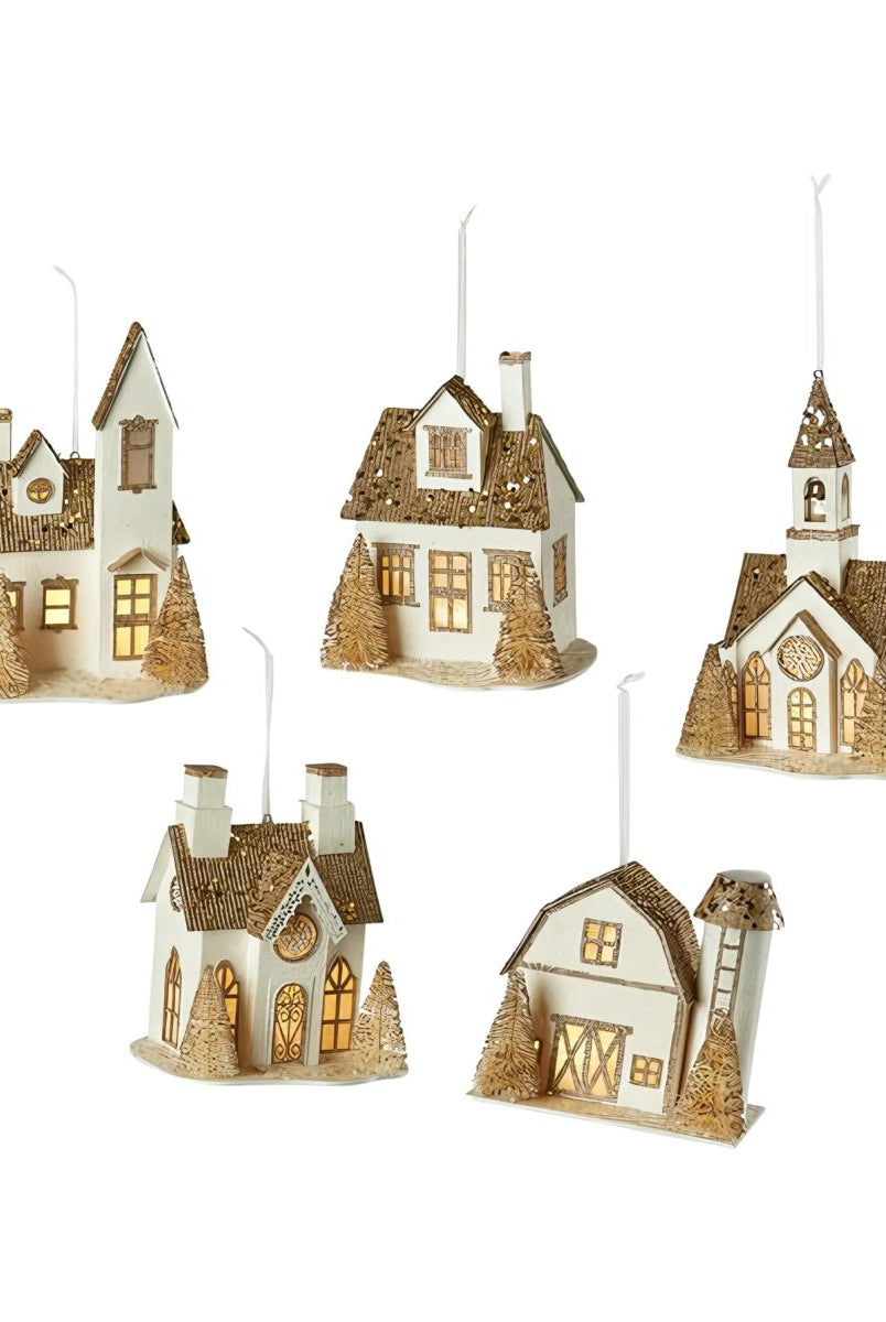 Shop For Lighted Glittered Village Ornaments