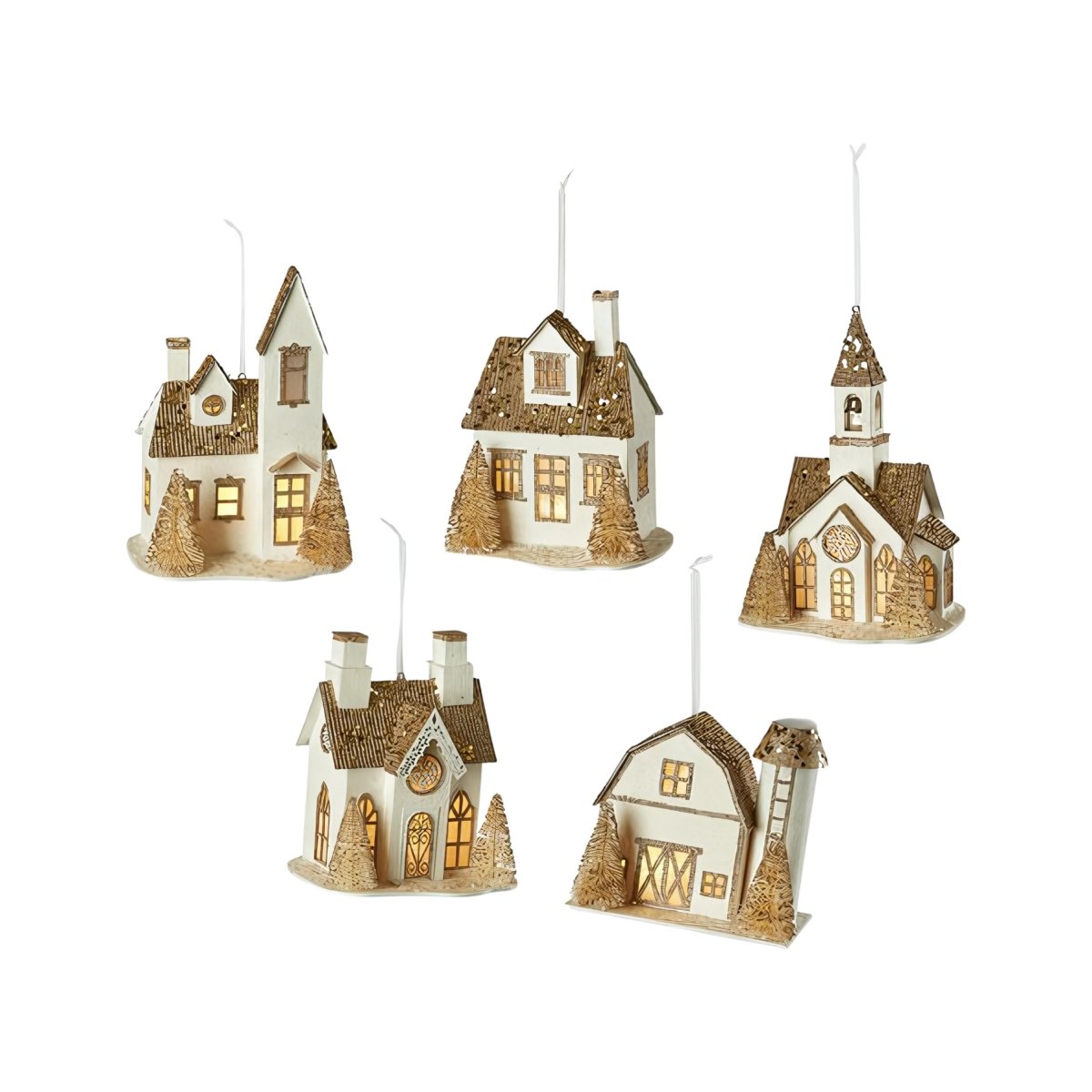 Shop For Lighted Glittered Village Ornaments