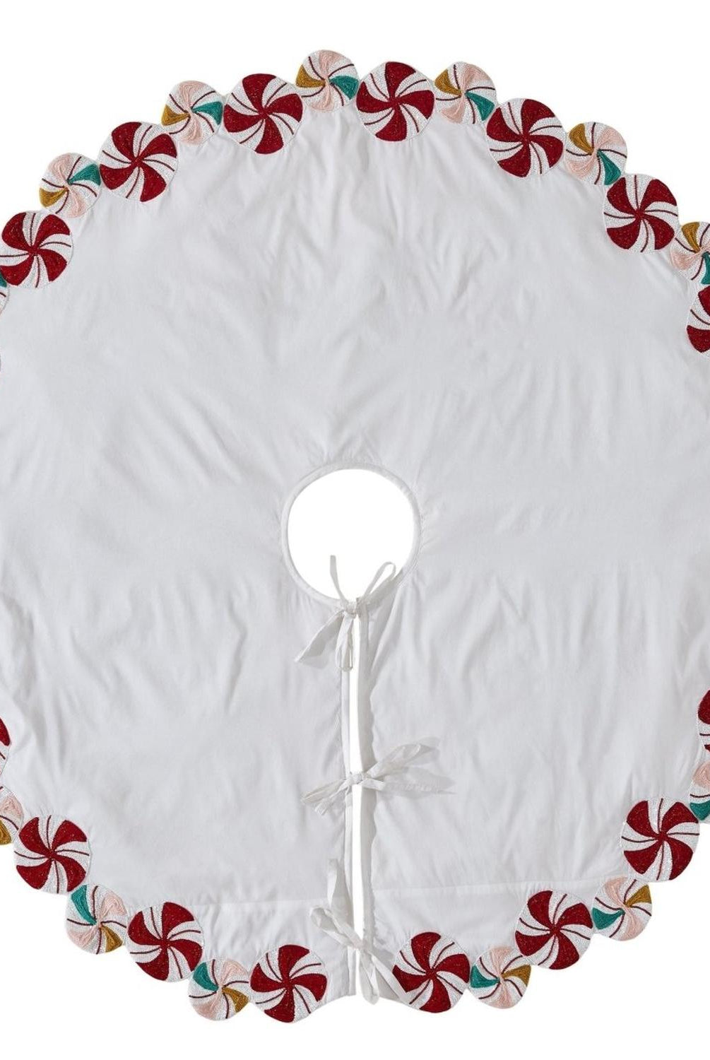 LIMITED EDITION Candy Swirl Hand Beaded Christmas Tree Skirt Arcadia Home