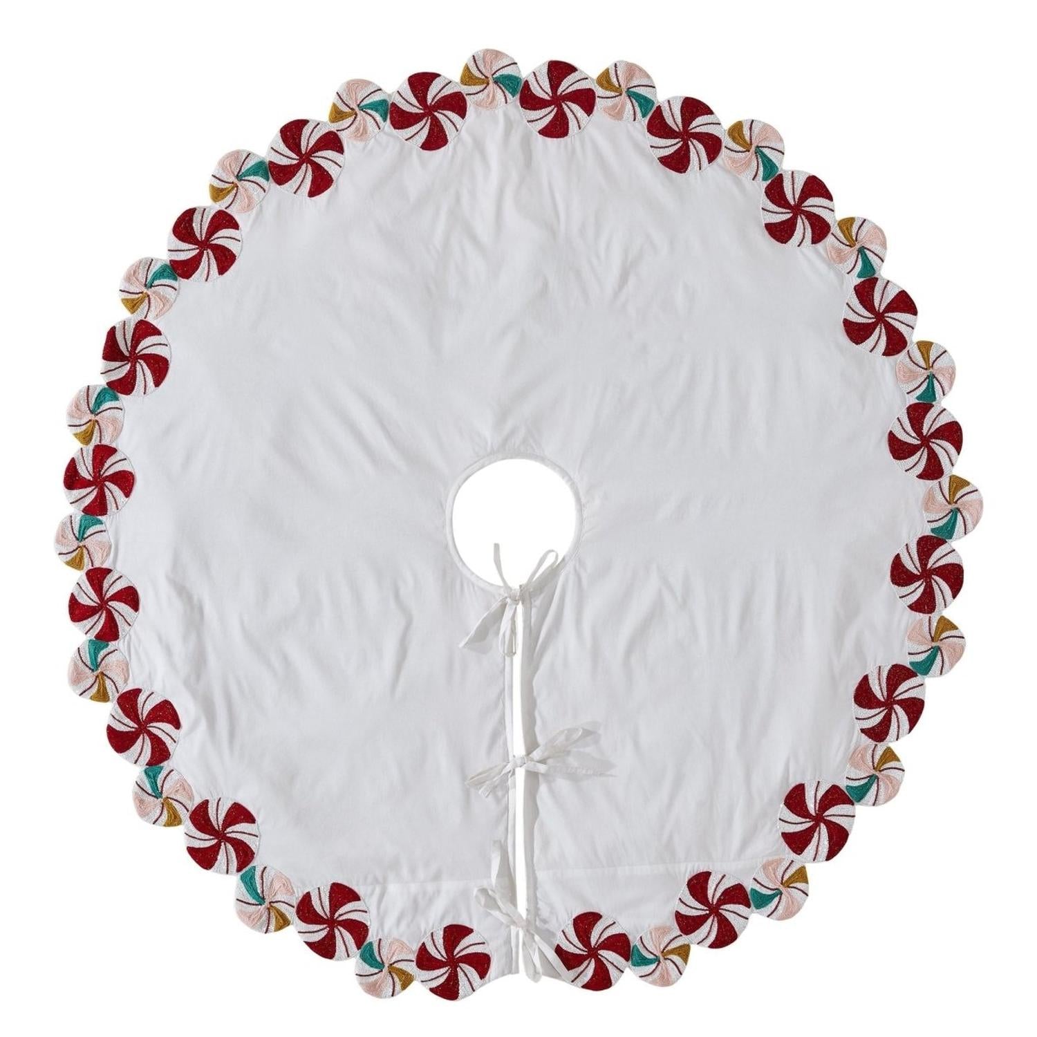 Shop For LIMITED EDITION Candy Swirl Hand Beaded Christmas Tree Skirt Arcadia Home