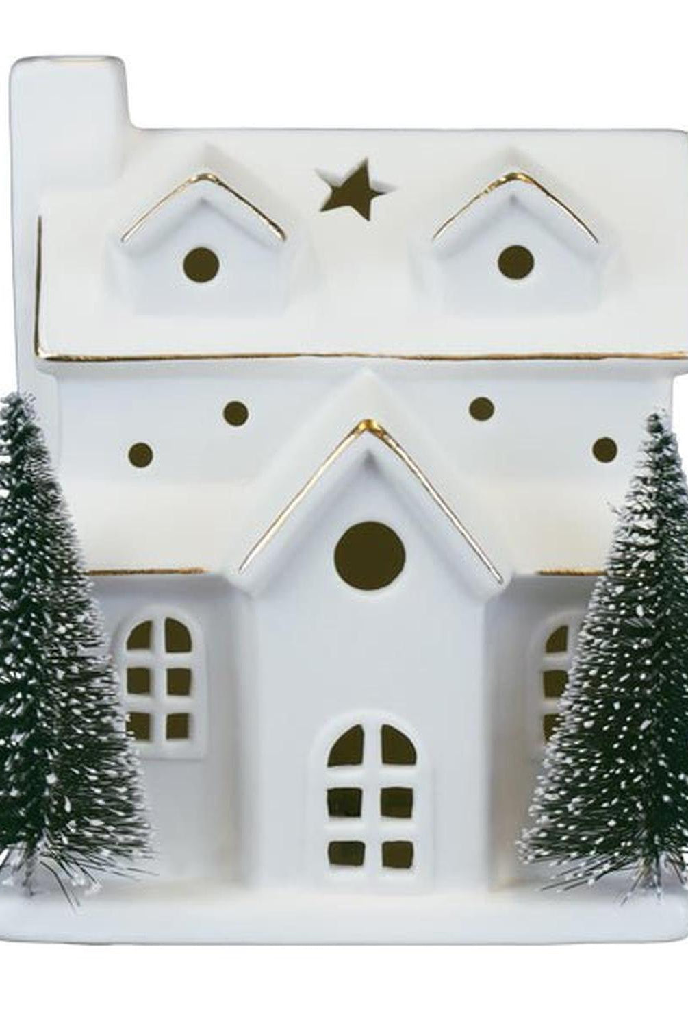 Lit Ceramic House With Trees