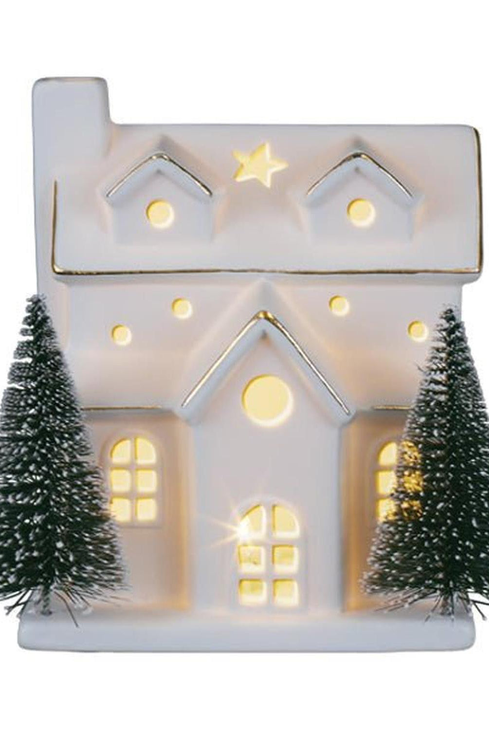 Lit Ceramic House With Trees